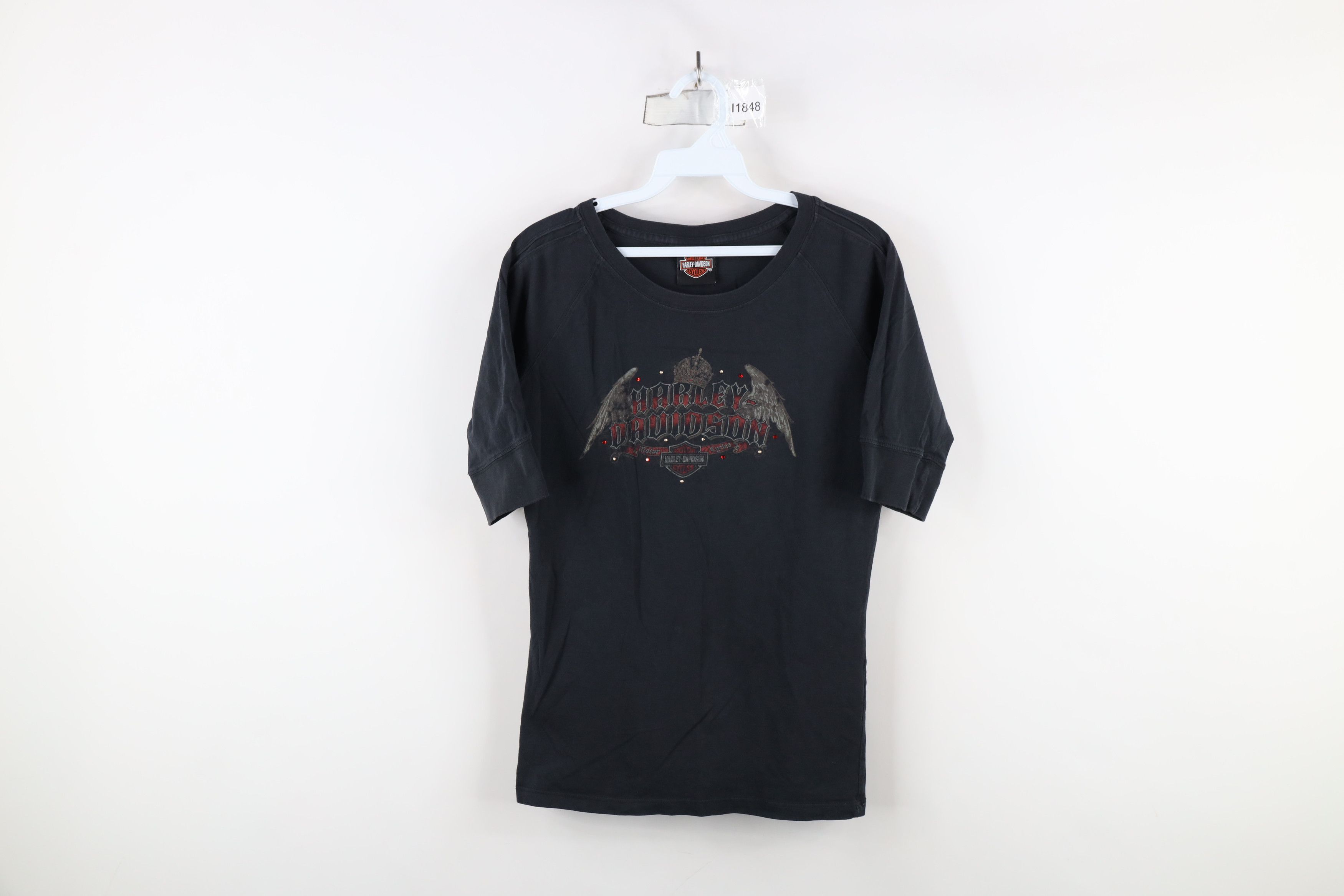 Harley Davidson × Vintage Vintage Y2K Harley Davidson Crown Wings 3/4 Sleeve T-Shirt Size M / US 6-8 / IT 42-44 - 1 Thumbnail
