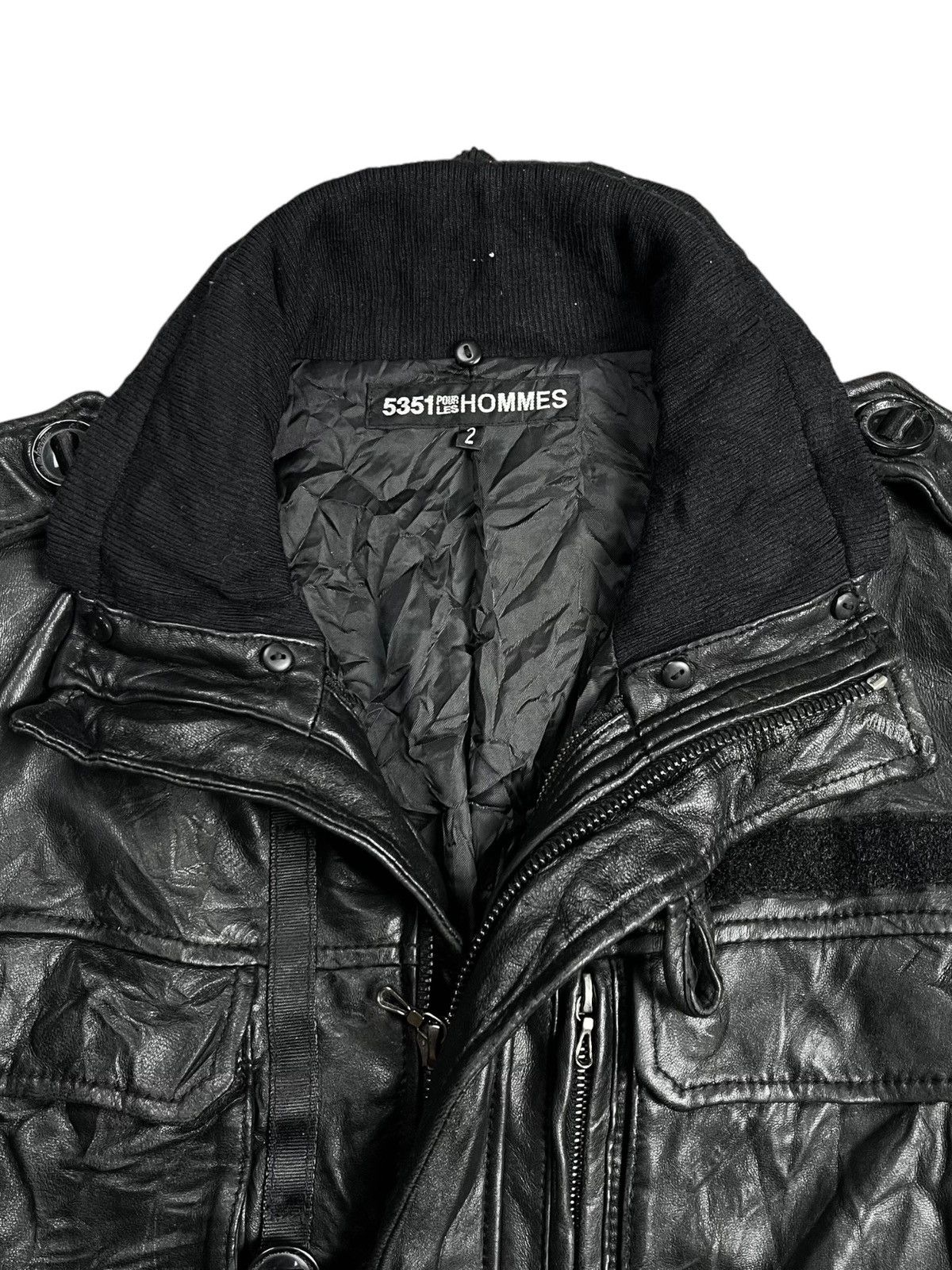 5351 POUR LES HOMMES 5351 Pourless Hommes - Riri Zips Leather Jacket Size US M / EU 48-50 / 2 - 9 Thumbnail