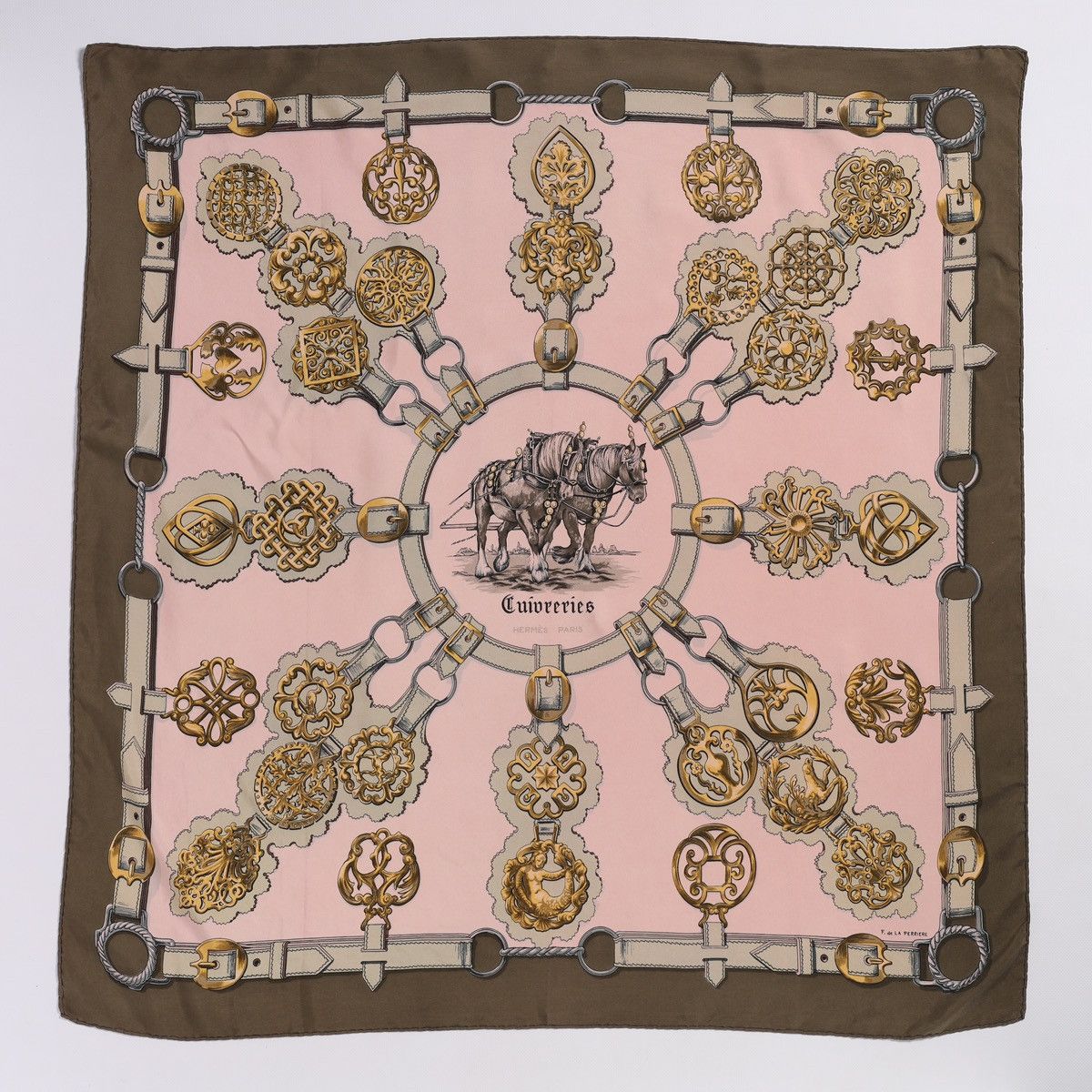 Hermes Hermes Paris Vintage Silk Scarf Horse Guivreries F. De la Pe Size ONE SIZE - 1 Thumbnail