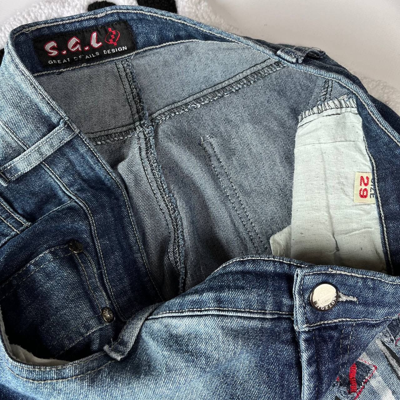 Japanese Brand × Vintage Y2K Designer Flared Patch Jeans Bell Bottom Size 29" - 9 Thumbnail