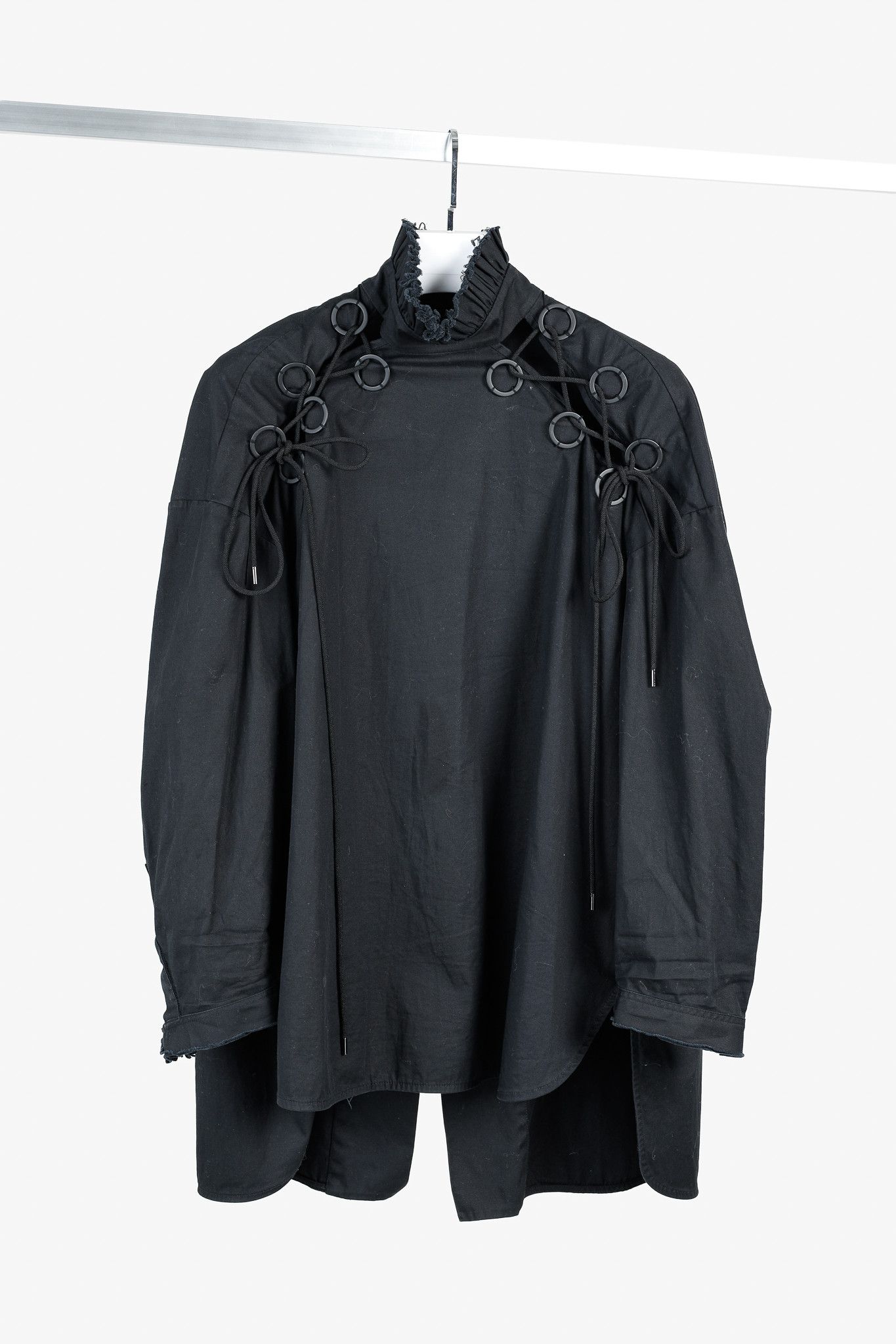 Ellery Rail Road Black Cotton Oversized Lace-Up Shirt