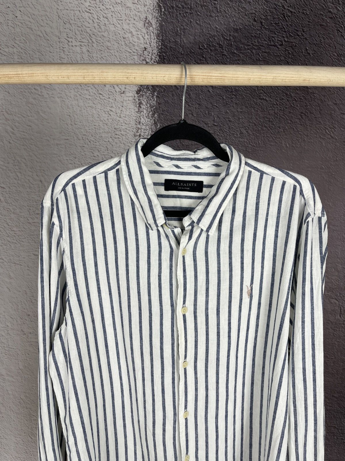 Allsaints Allsaints Dedham long sleeve striped shirt linen blend Size US XXL / EU 58 / 5 - 3 Thumbnail