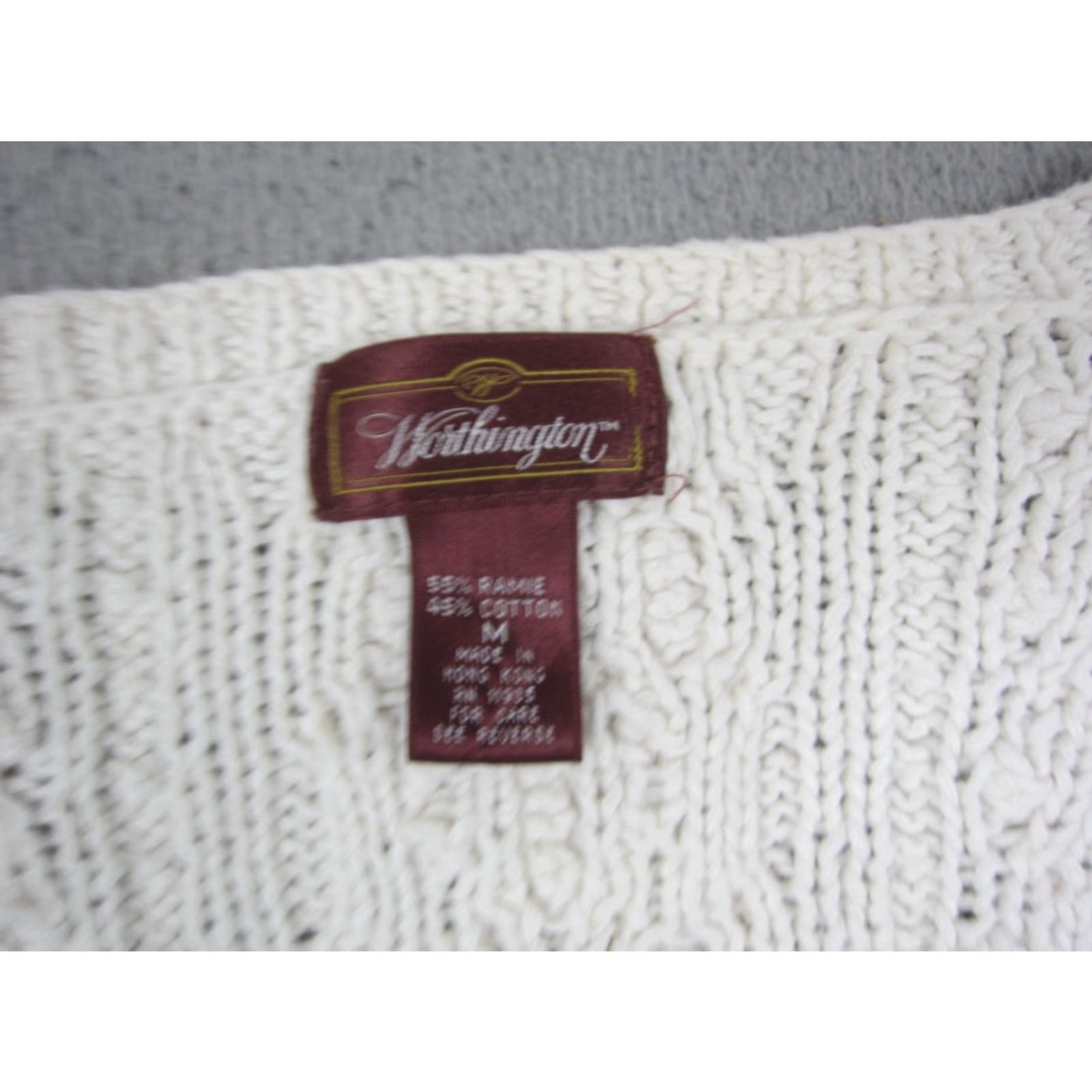 Worthington VINTAGE Worthington Cardigan Womens M Ivory Cotton Ramie Knit 90s Slim Fit Casual Sweater Dress? Size M / US 6-8 / IT 42-44 - 3 Thumbnail