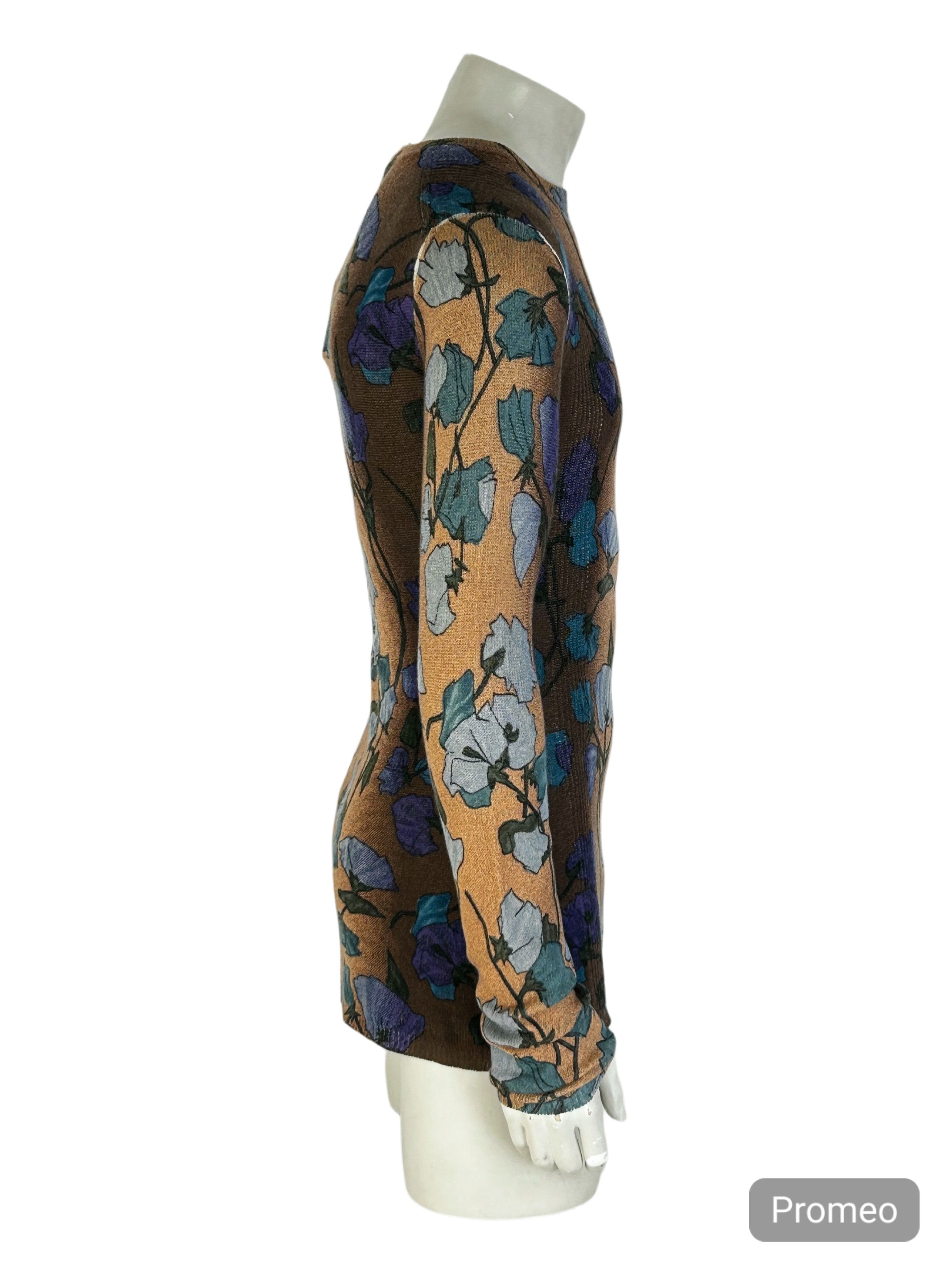 Prada Prada Cashmere Ribbed Knitwear With Flower Over Print Size US L / EU 52-54 / 3 - 2 Thumbnail