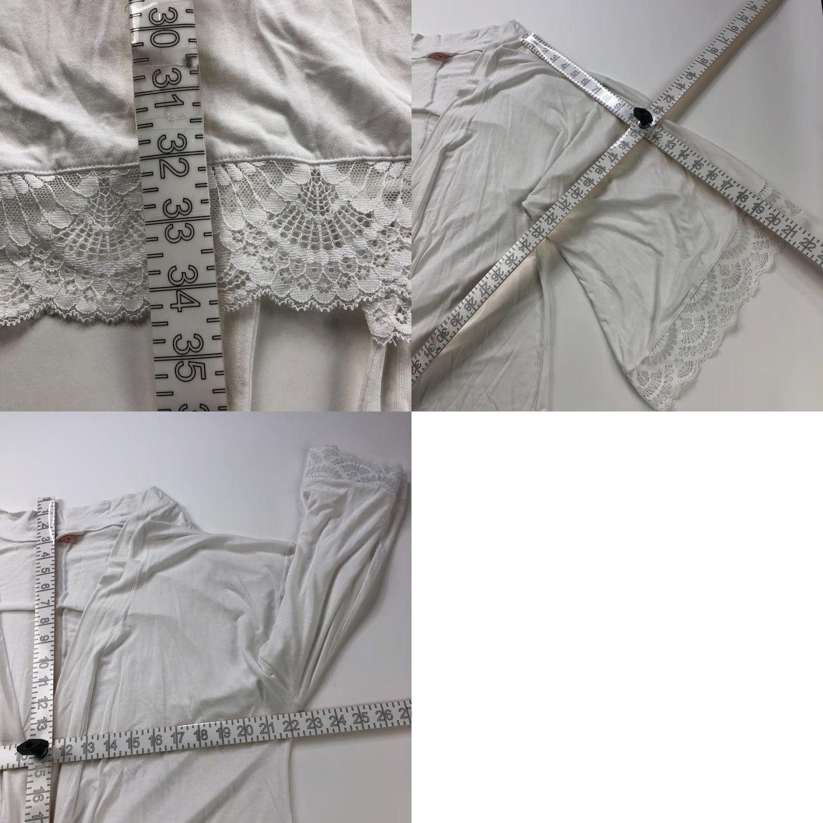 Eberjey Eberjey XL Lace Trim Wrap Robe Lightweight Belted White MINT HRJ Size ONE SIZE - 9 Thumbnail