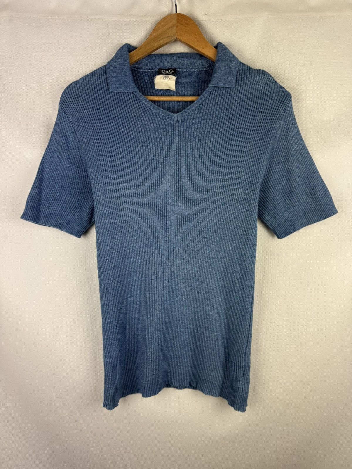 Dolce & Gabbana D&G Dolce & Gabbana Vintage S/s Knitted Rib Polo T Shirt Size US L / EU 52-54 / 3 - 1 Thumbnail