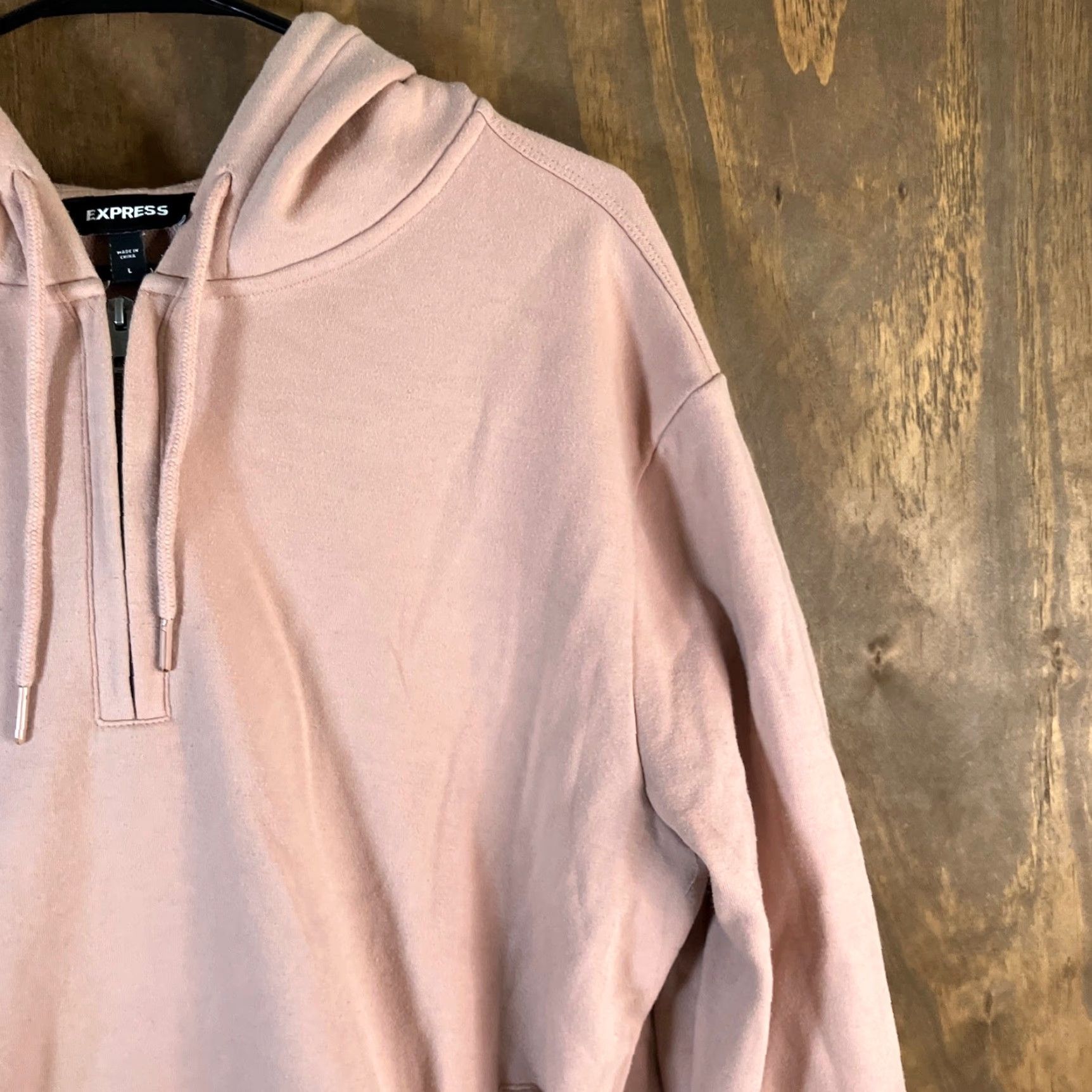 Vintage Express Womens Sweatshirt Light Pink Pullover 1/4 Zip Hoodie Large Stretch Size L / US 10 / IT 46 - 5 Thumbnail