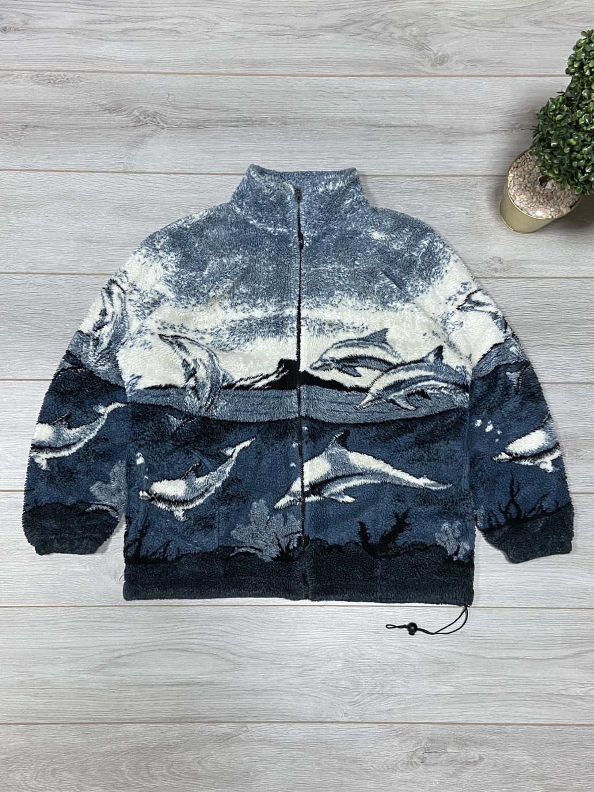 Vintage Dolphins 🐬 waves sea vintage fleece all over zip atlas Size US M / EU 48-50 / 2 - 1 Thumbnail