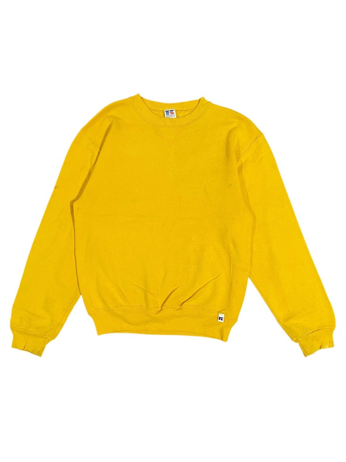 Russell Athletic Vintage Russell Athletic Yellow Trashed Sweatshirt Size US M / EU 48-50 / 2 - 1 Thumbnail