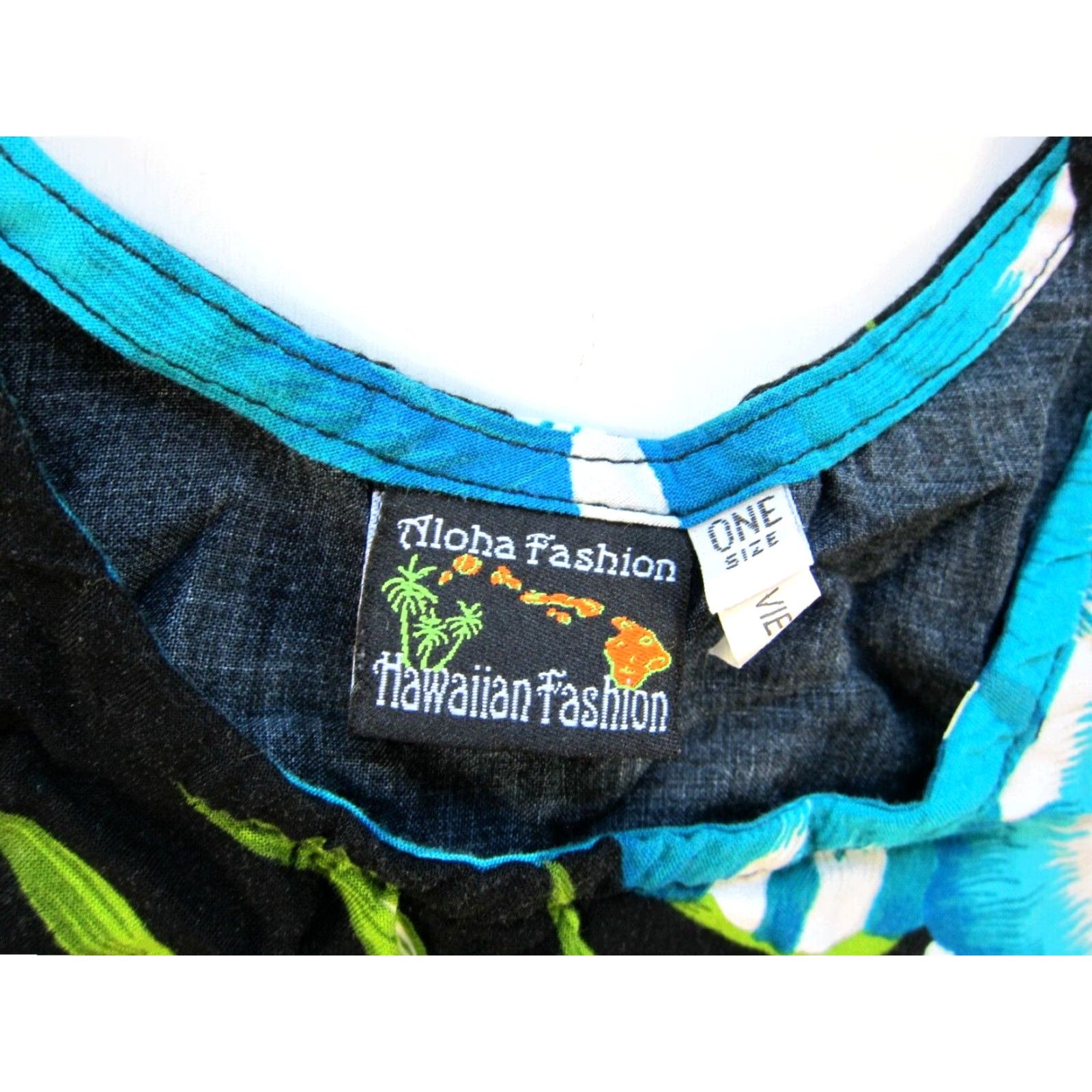 ALOHAS VINTAGE Aloha Hawaiian Fashion Rayon Black Blue Green Floral Short Sleeve Smock Dress L Size 36" / US 14 / IT 50 - 3 Thumbnail