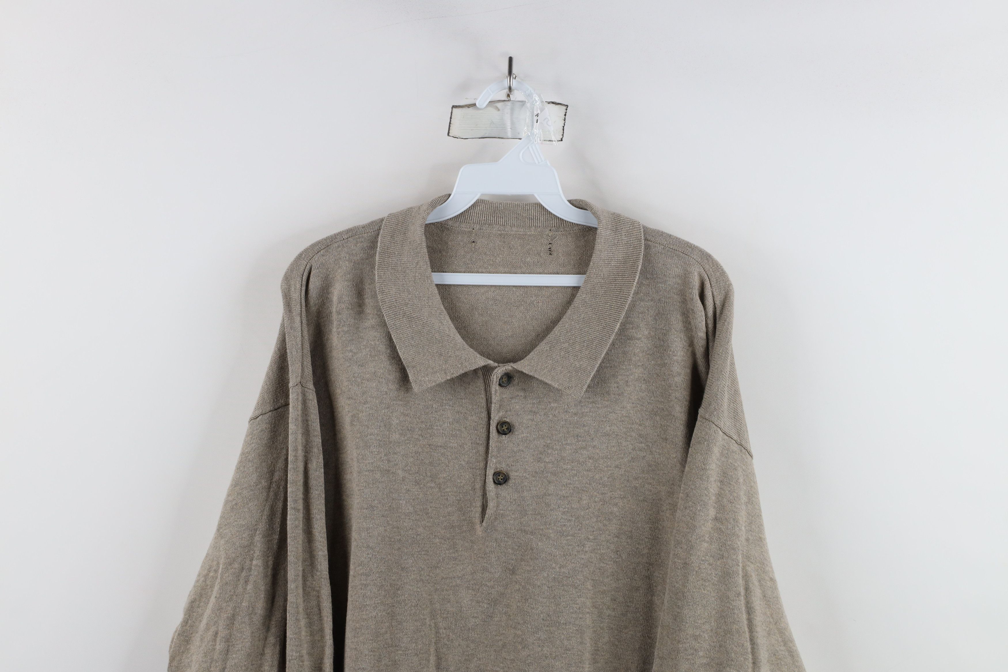 Vintage Vintage 90s Streetwear Collared Knit Pullover Sweater Beige Size US XL / EU 56 / 4 - 2 Thumbnail
