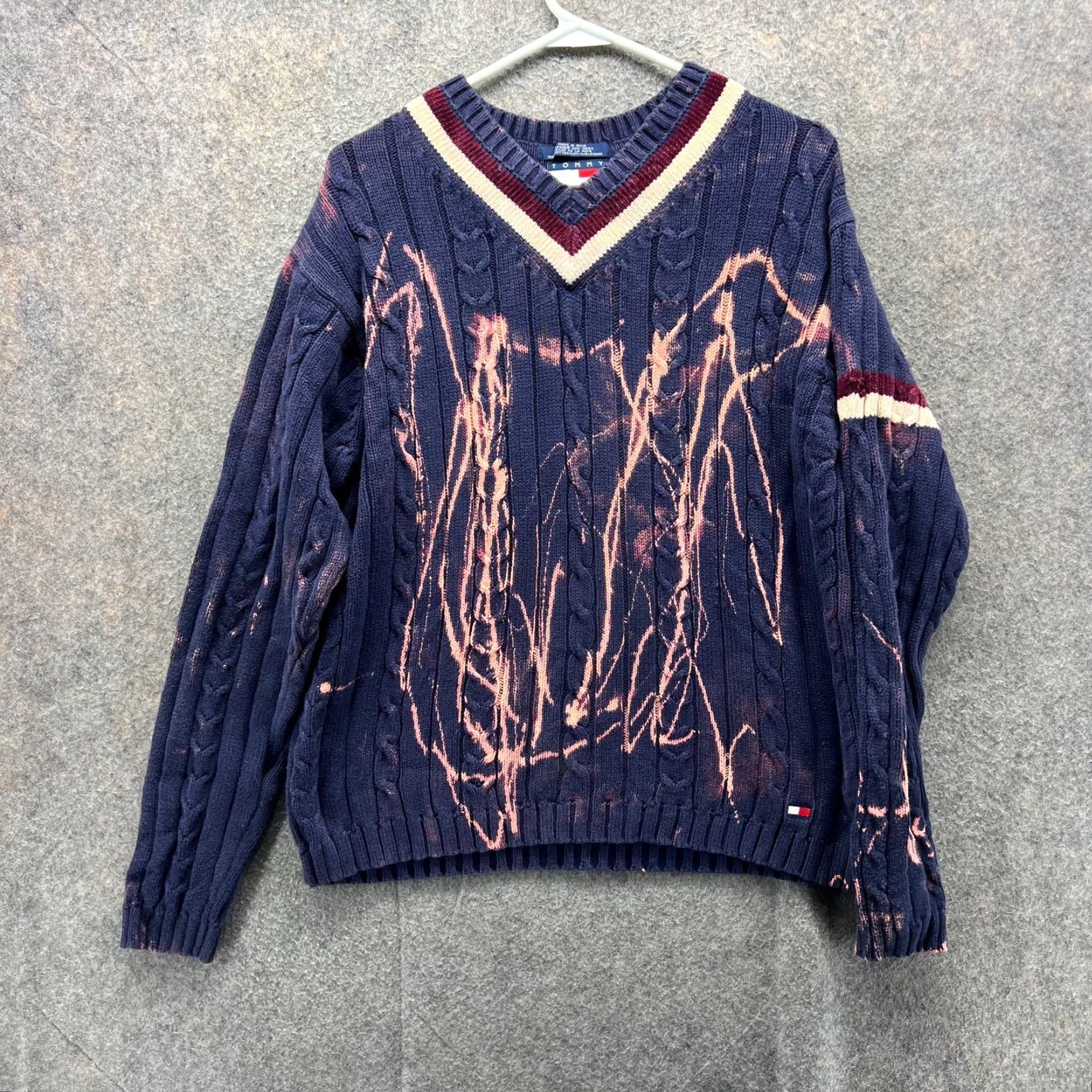 Tommy Hilfiger VINTAGE Tommy Hilfiger Pullover Sweater Mens Medium Navy Blue Knit Logo 90s Size US M / EU 48-50 / 2 - 2 Thumbnail