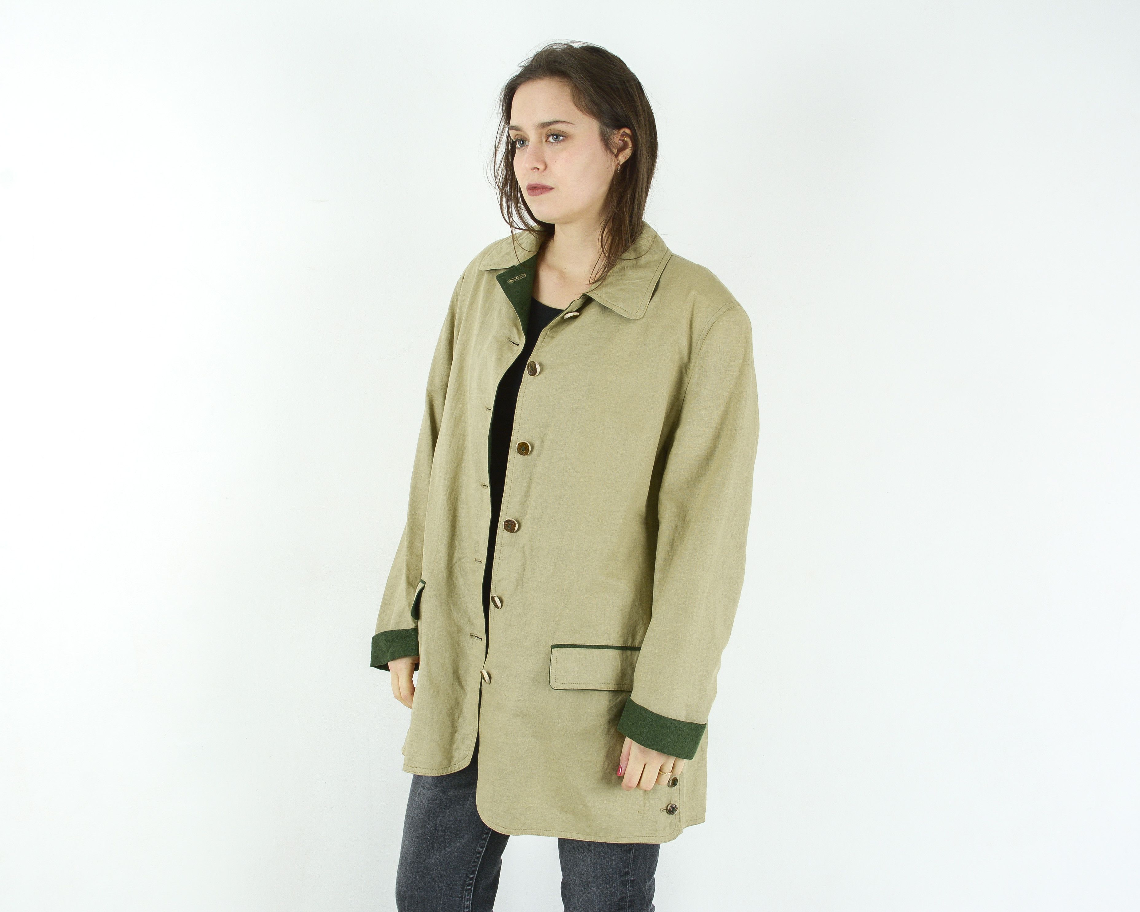 Vintage H. Moser Linen Trachten Blazer Jacket Beige Sport Coat Size M / US 6-8 / IT 42-44 - 3 Thumbnail