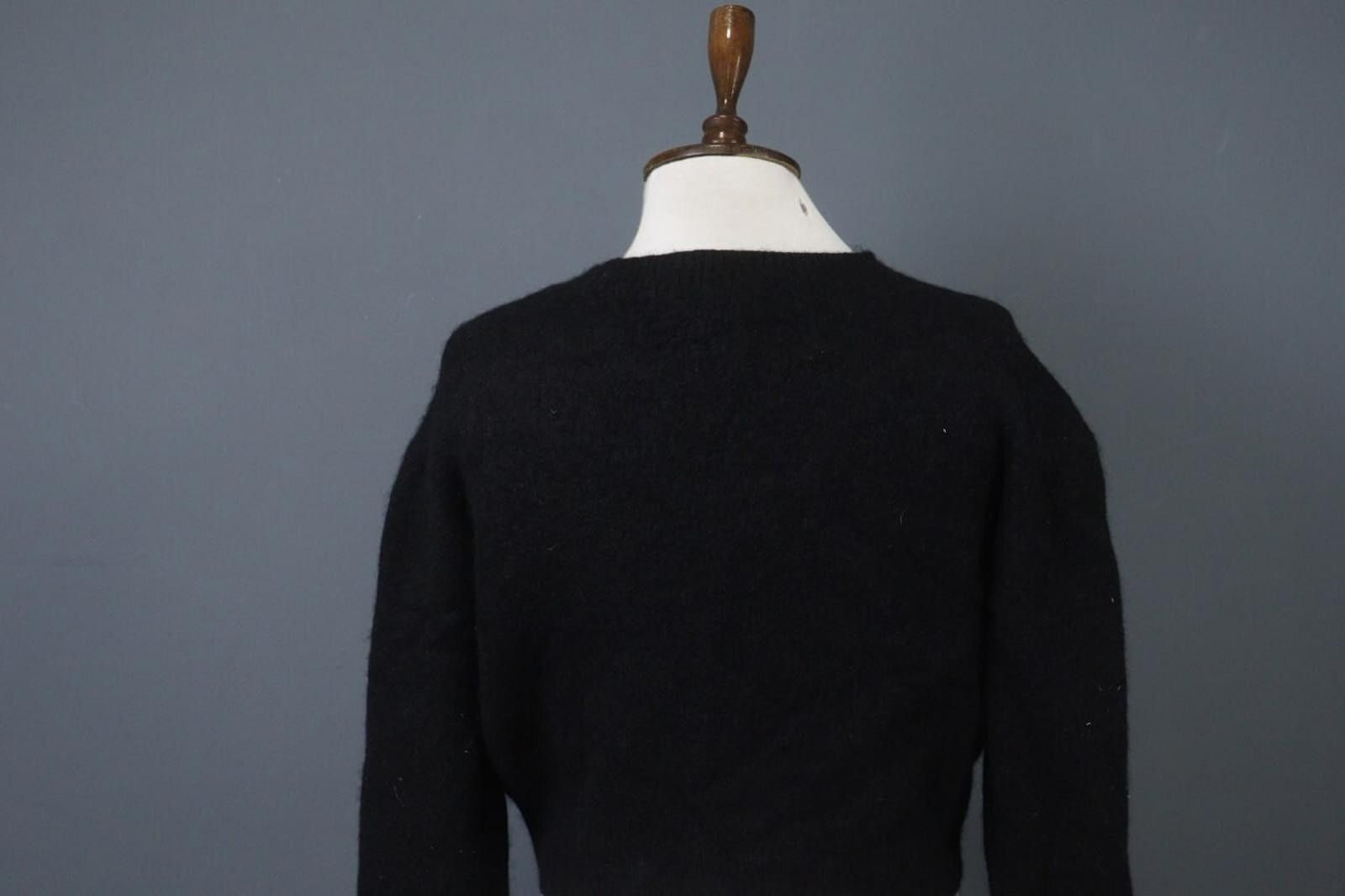 Allsaints AllSaints Black Wool Crew Neck Cropped Sweater Size L Size L / US 10 / IT 46 - 8 Thumbnail