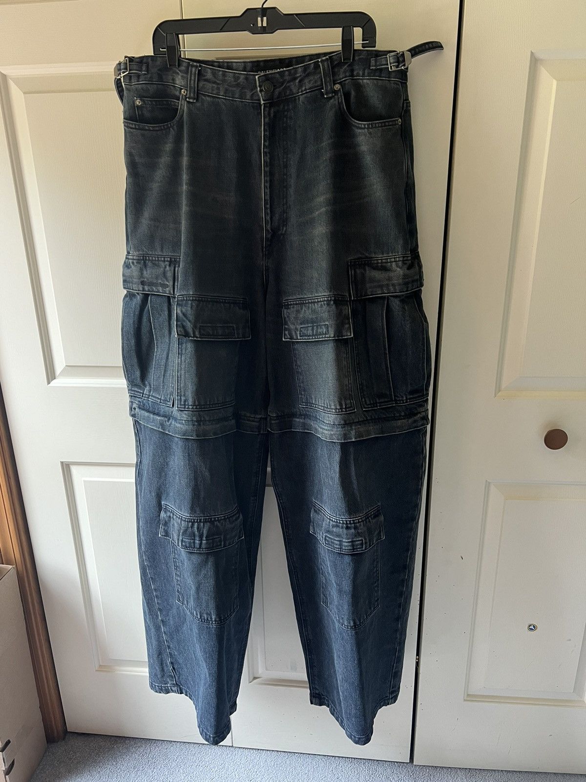 Balenciaga Balenciaga japanese denim cargo pants indigo blue