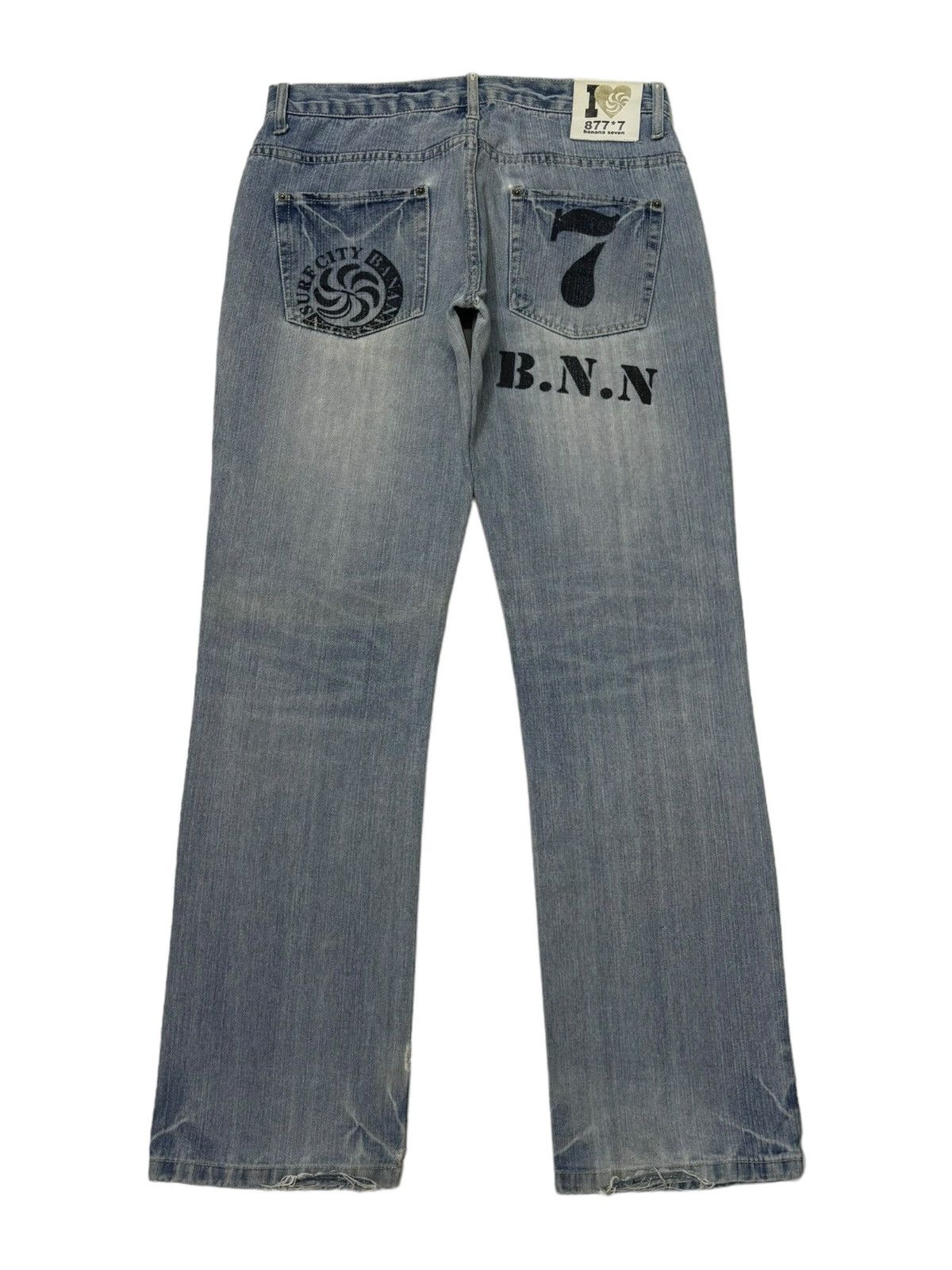 If Six Was Nine Vintage Banana Seven Blue Wash Distressed Denim Jean Size US 32 / EU 48 - 1 Thumbnail