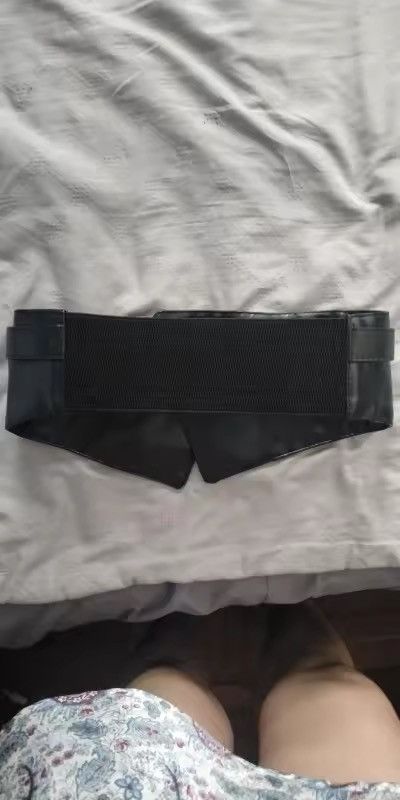 Japanese Brand × Vintage Classic Pin Buckle Wide Belts Black Elastic PU Size ONE SIZE - 7 Thumbnail