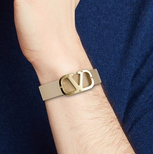 Valentino VLOGO Type Leather Strap Bracelet - UNISEX Size ONE SIZE - 3 Thumbnail