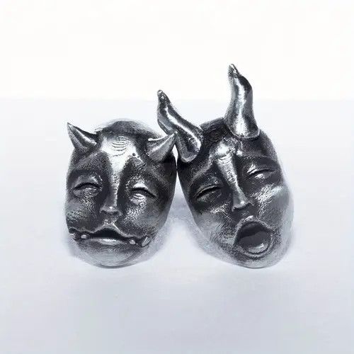 Jewelry × Vintage Style Retro Silver Mask Earrings Size ONE SIZE - 1 Thumbnail