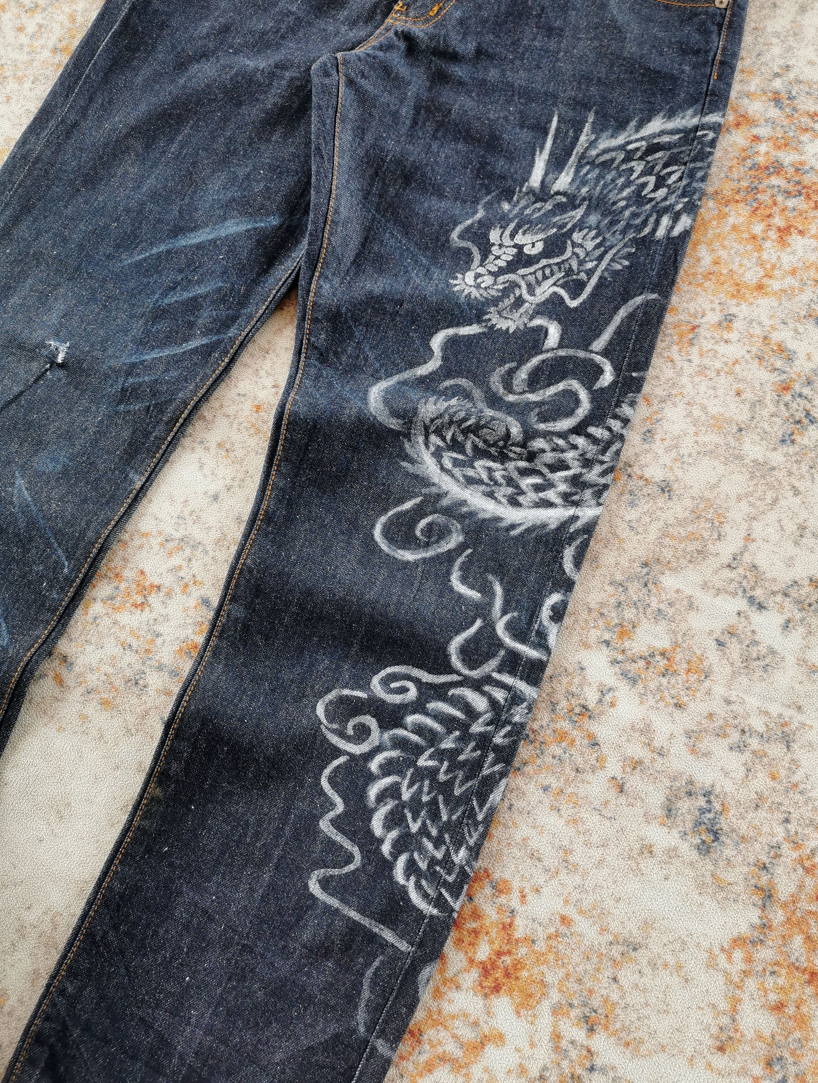Evisu Dragon Art Denim Jeans Custom Streetwear Piece Size US 31 - 6 Thumbnail