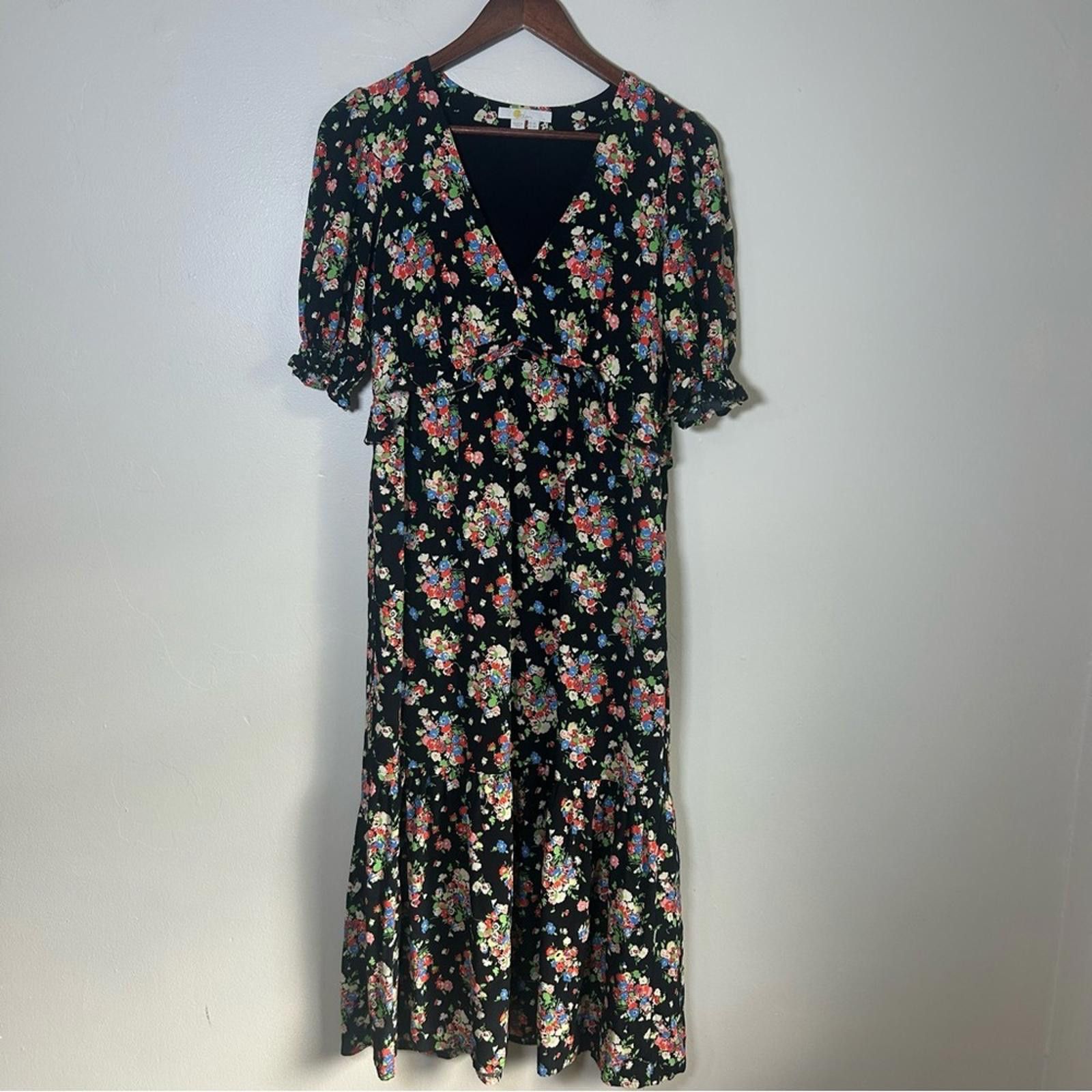 Boden Boden Floral Print Jersey Penny Dress Black Yellow Size 10R | Grailed