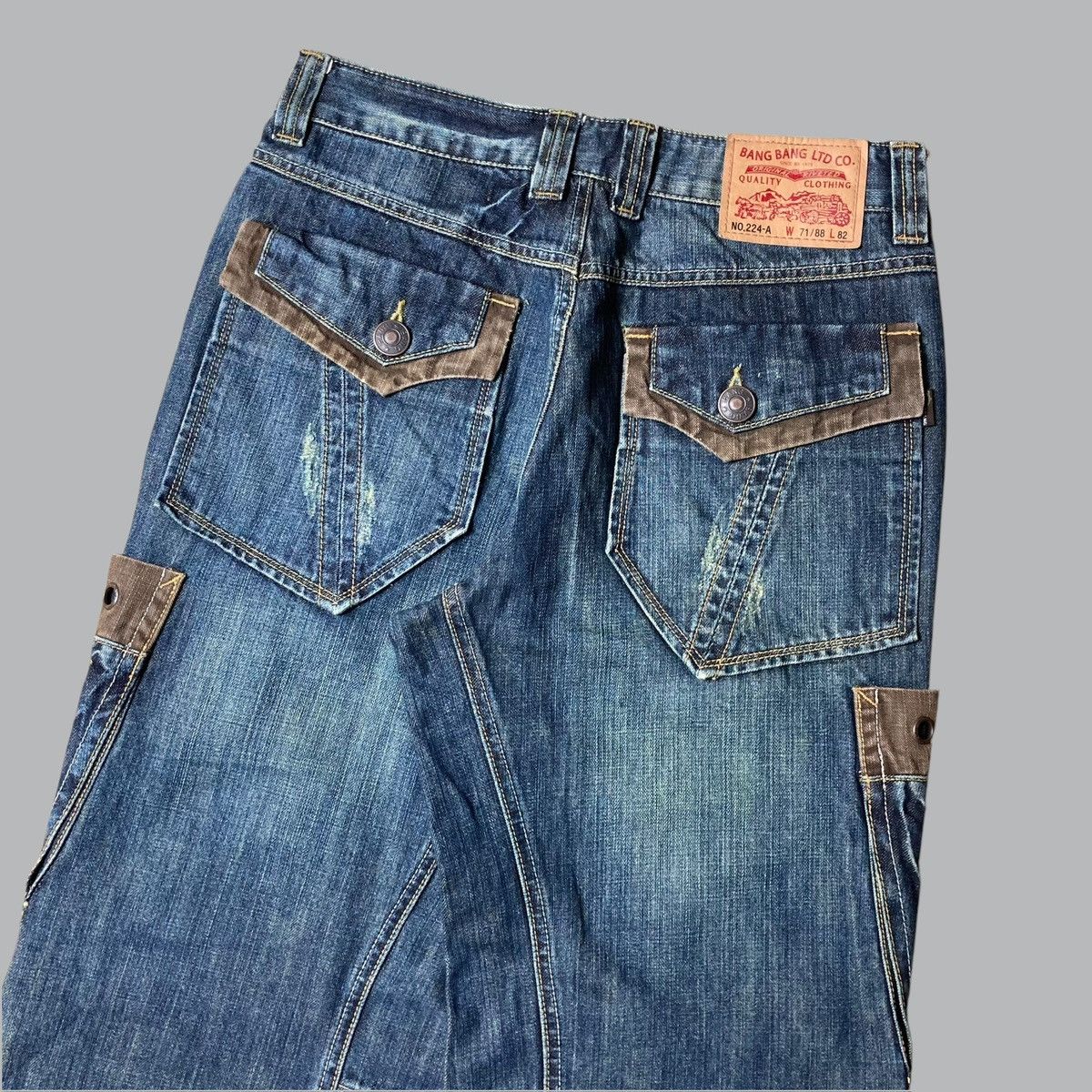 Hysteric Glamour × Japanese Brand × Tornado Mart BANGBANG Cargo Baggy Distressed Jeans Size US 29 - 4 Thumbnail