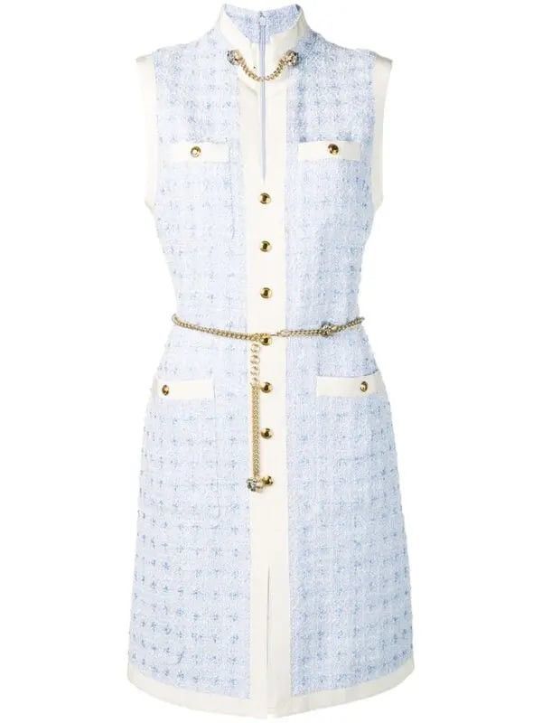 Gucci Gucci light blue tweed woven dress with chains Size M / US 6-8 / IT 42-44 - 1 Thumbnail