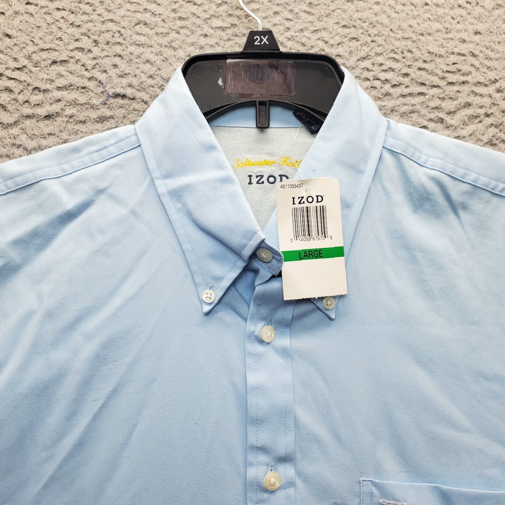 Izod IZOD Saltwater Shirt Mens Large Blue Classic Fit Easy Care Collared Button Down Size US L / EU 52-54 / 3 - 5 Thumbnail