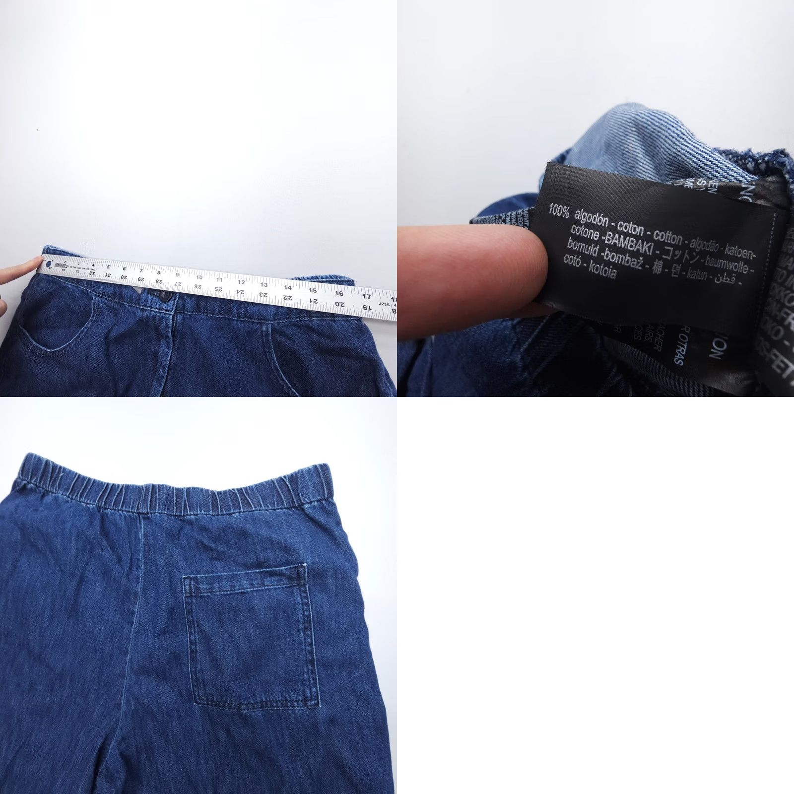 Zara Zara Jeans Womens Large Dark Wash High Rise Wide Leg Straight Crop Elastic Waist Fashion Denim 5-Pocket Relaxed Regular Size L Blue Cotton Size 36" / US 14 / IT 50 - 8 Thumbnail