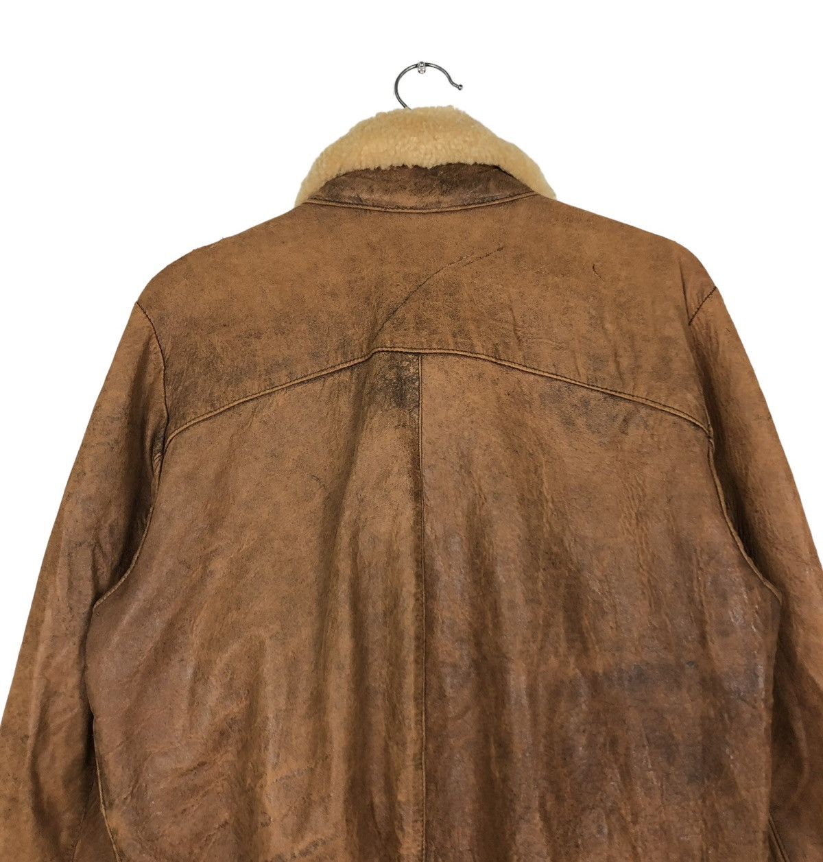 Marithe + Francois Girbaud 🔥VINTAGE 80’s BIKER LEATHER JACKET MILLESIMES SHERPA COLLAR Size US S / EU 44-46 / 1 - 9 Thumbnail