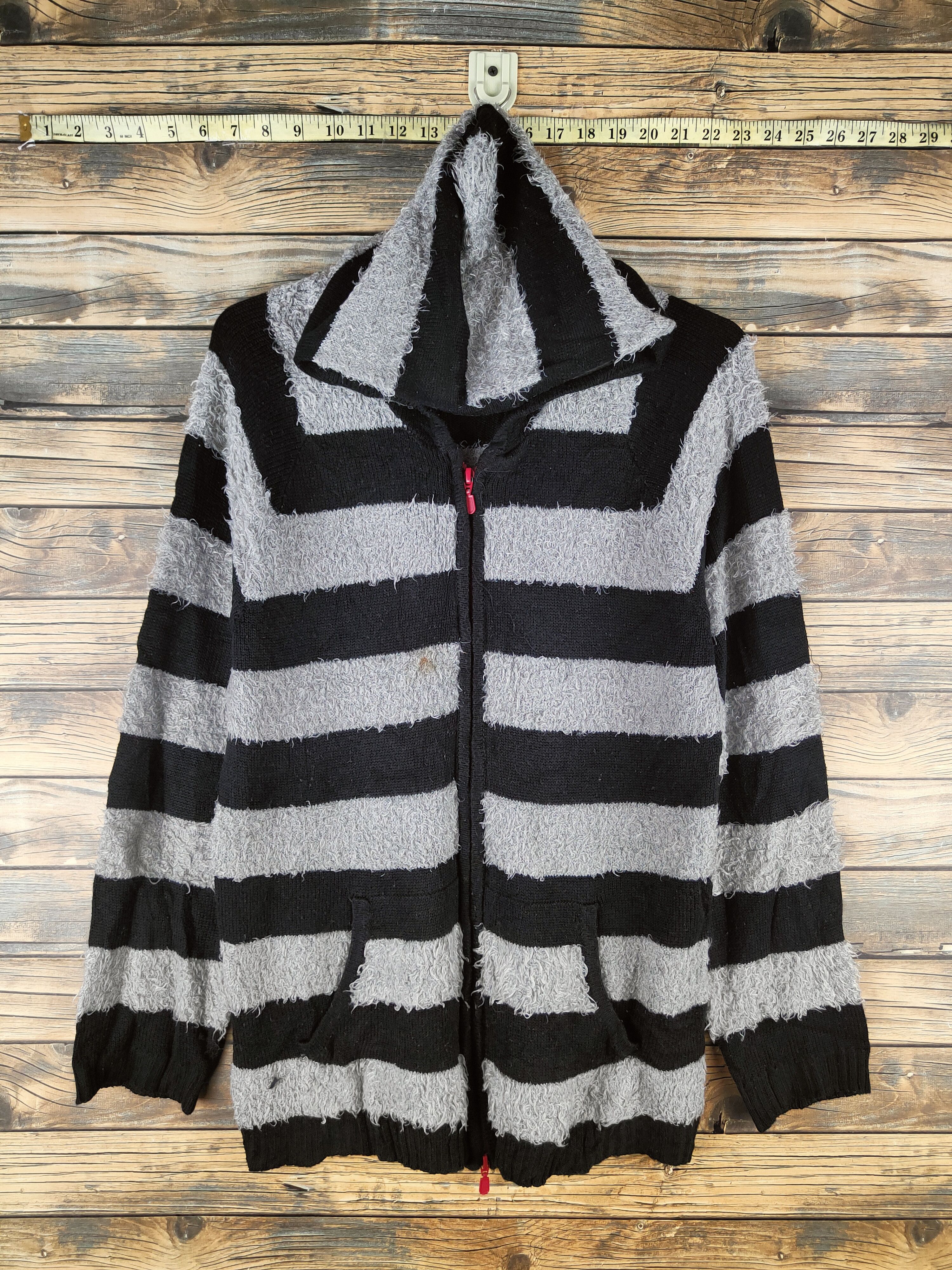 Japanese Brand DL F.D.G Black Gray Fur Mohair Hoodie Knitwear #46-522 Size M / US 6-8 / IT 42-44 - 1 Thumbnail