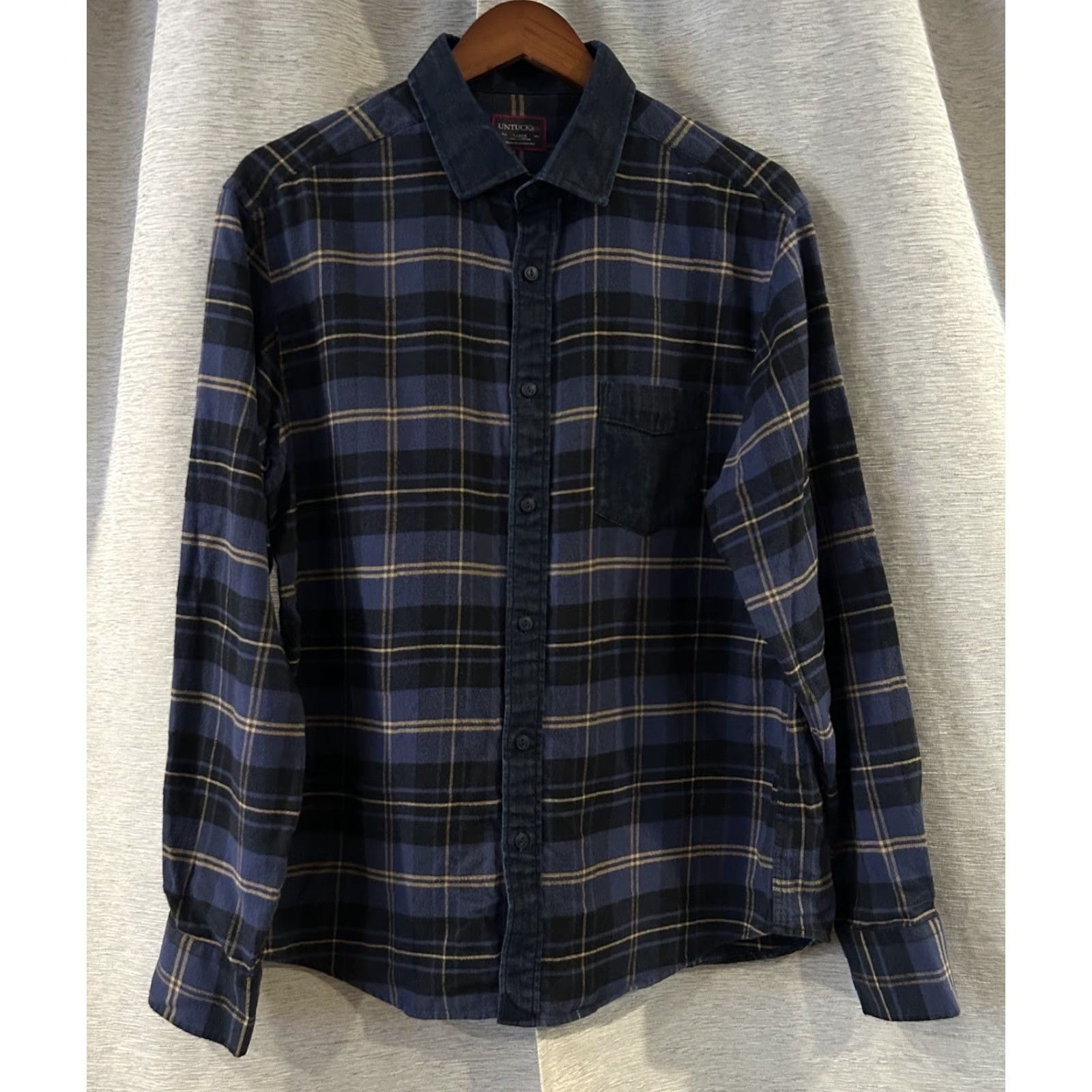 UNTUCKit UNTUCKit Shirt Mens Large Blue Plaid Flannel Long Sleeve Button Up Size US L / EU 52-54 / 3 - 2 Thumbnail