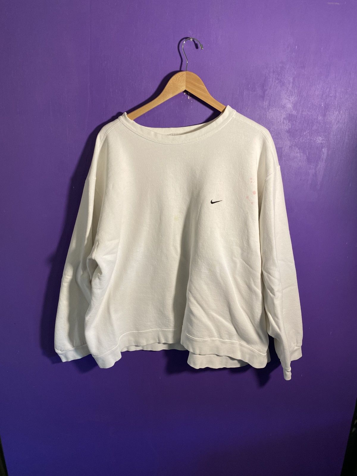 Nike Vintage 90s Nike simple swoosh white sweatshirt Size US XXL / EU 58 / 5 - 1 Thumbnail