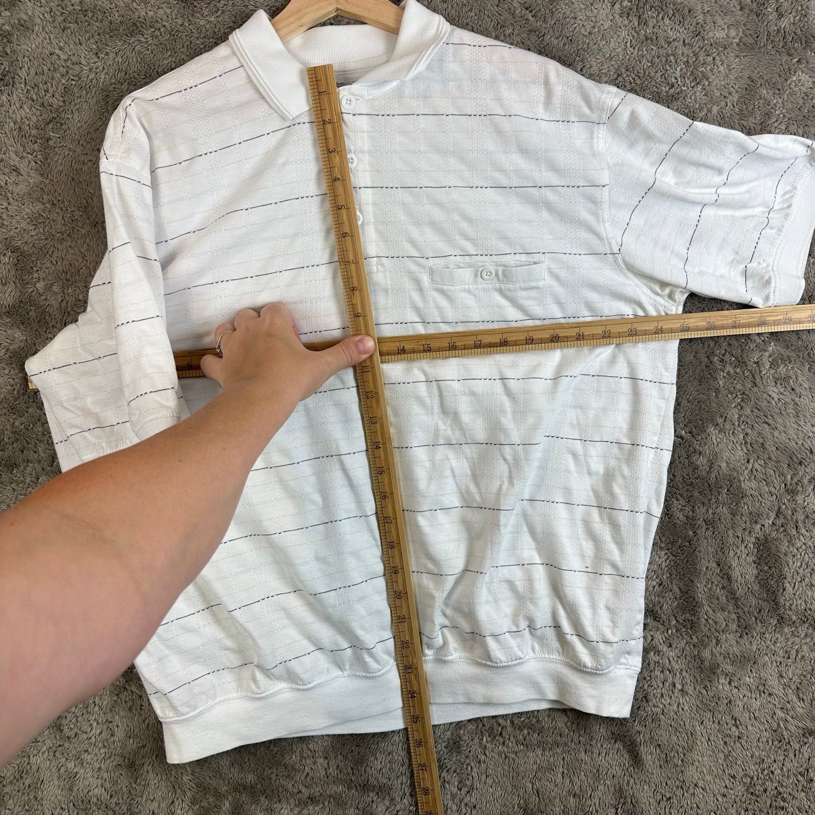 Other Vintage Banded Polo Shirt White Stripe Men's XL Knit Size US XL / EU 56 / 4 - 10 Thumbnail