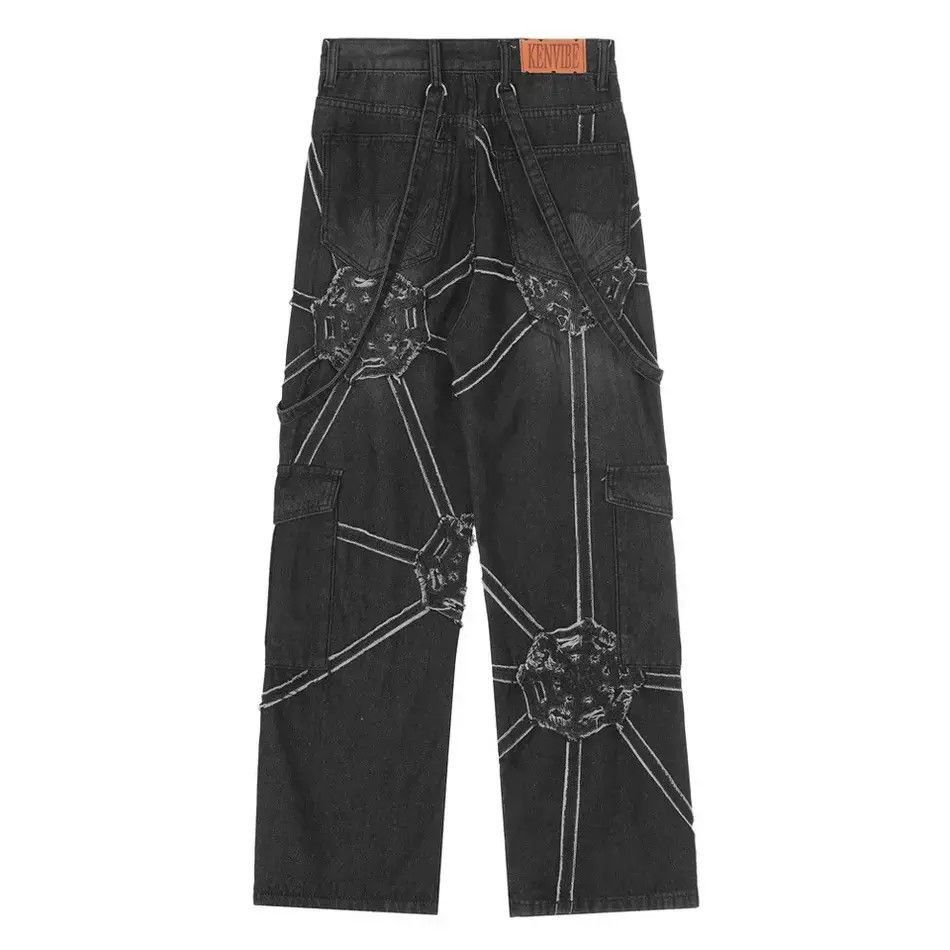 Japanese Brand Spider splicing baggy jeans pants hip hop loose straight Size US 32 / EU 48 - 5 Thumbnail