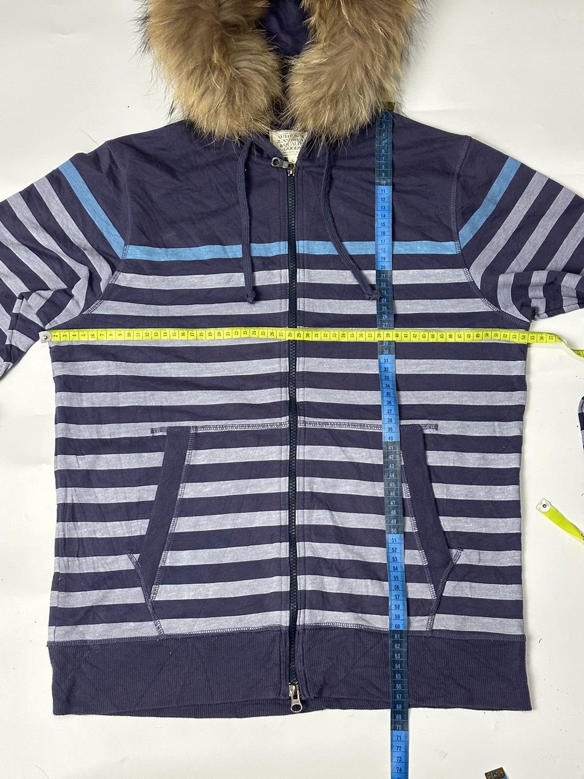 Hysteric Glamour × Japanese Brand × Le Grande Bleu (L.G.B.) Fur hoodie stripe 2000s Japanese ifsix lgb styled Size US L / EU 52-54 / 3 - 6 Thumbnail