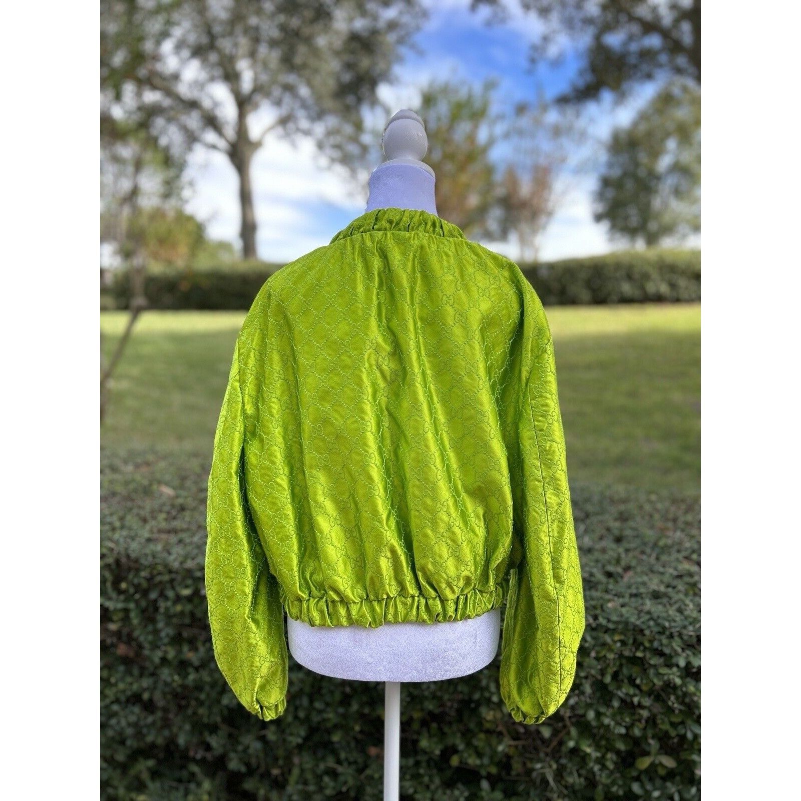 Gucci Gucci Green Satin Bomber Jacket New Size 44 Size M / US 6-8 / IT 42-44 - 4 Thumbnail