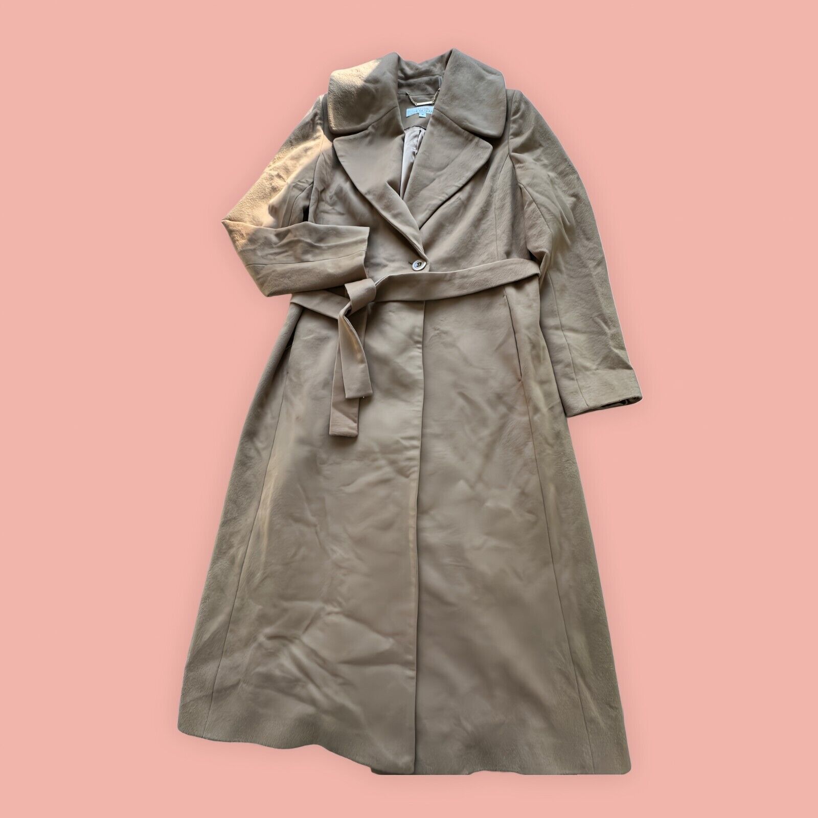 New! Trina Turk wool Blend one button long pea coat size 10