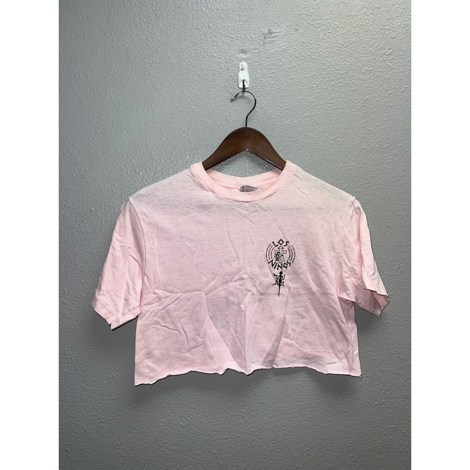 Vintage Womens Vintage Pink Crop Top Los Ninos Aboriginal Shirt Tee Size M / US 6-8 / IT 42-44 - 1 Thumbnail