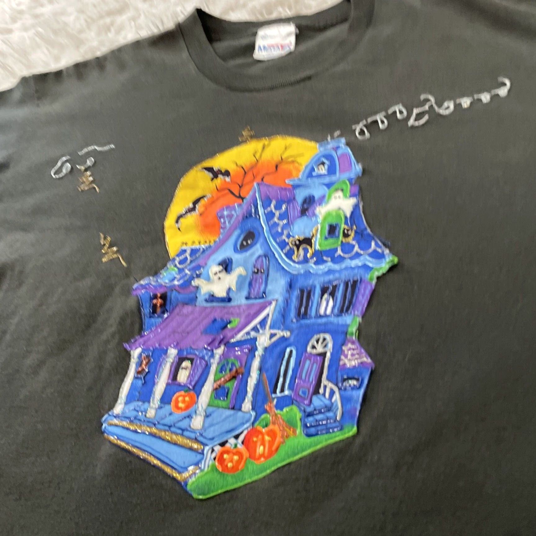 Vintage VINTAGE MegaTex Halloween 90s Single Stitch Shirt Men XL Black 3D Art Ghost Stitch Made USA United States Crew Neck Short Sleeve Cotton T-Shirt Size US XL / EU 56 / 4 - 7 Thumbnail