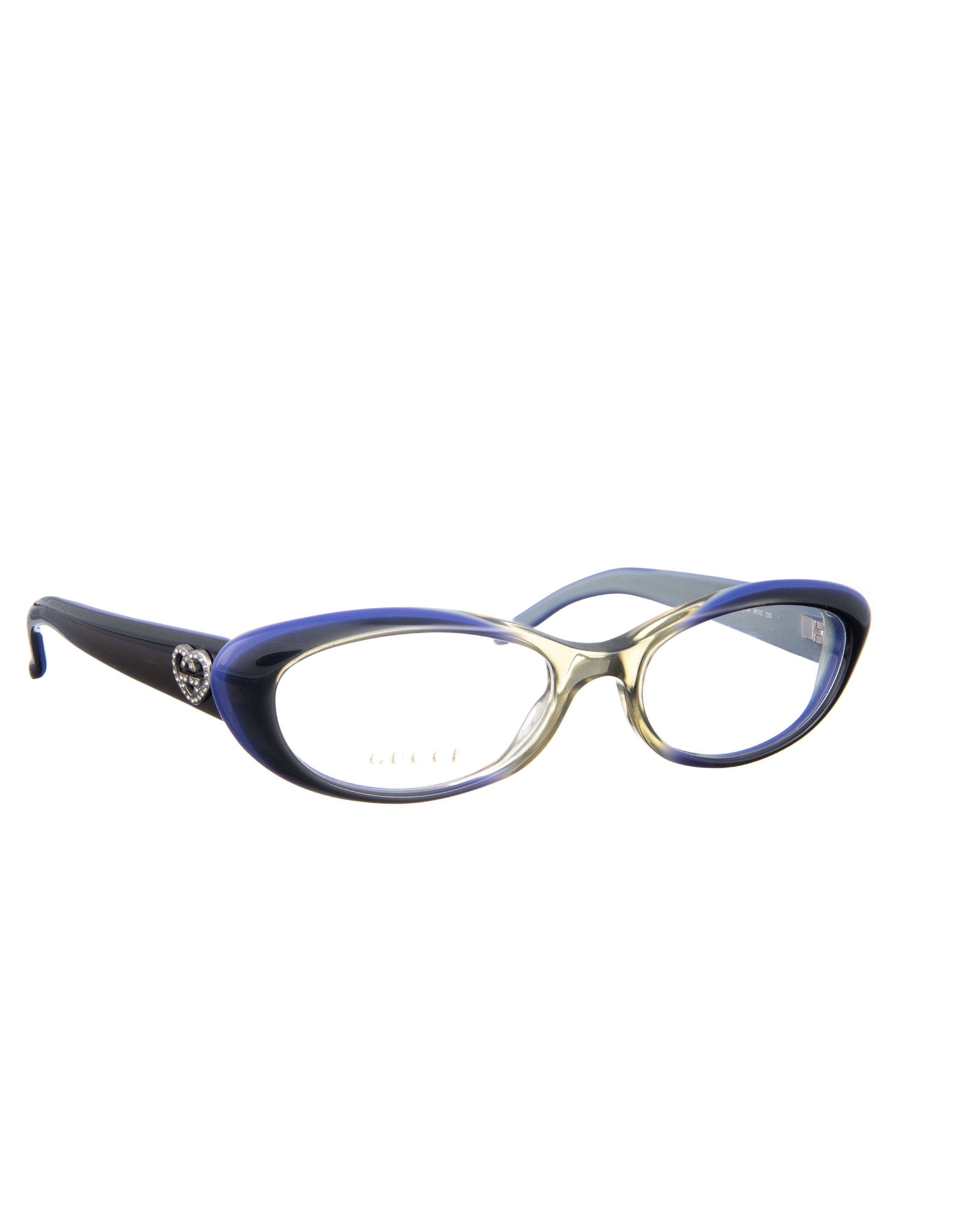Gucci Gucci 00s Navy Cat Eye Glasses with Crystal Hearts Size ONE SIZE - 1 Thumbnail