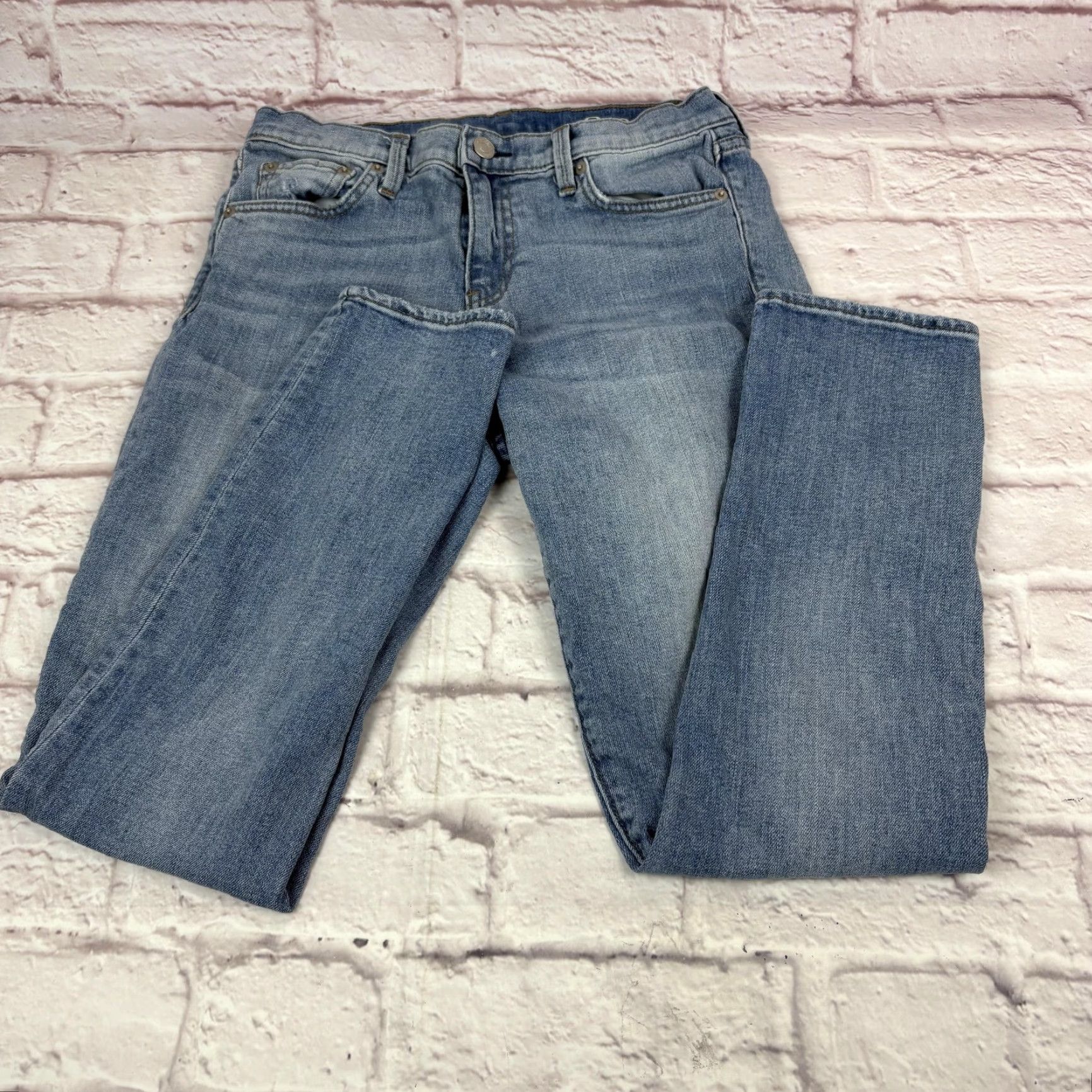 Gap VINTAGE Gap 1969 Jeans Womens 26 Light Wash Mid Rise Straight Stretch Denim 28 x 28 Size 26" / US 2 / IT 38 - 2 Thumbnail