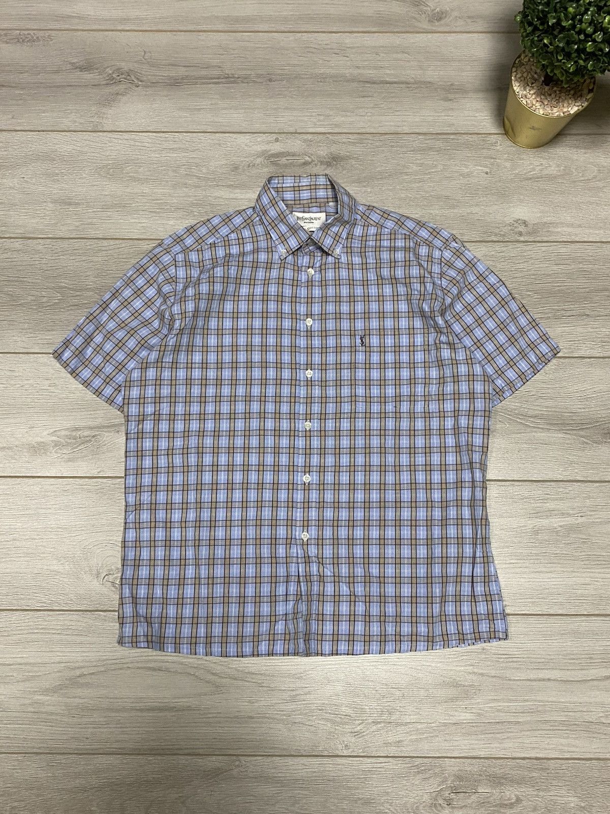 Yves Saint Laurent YSL check shirt buttons Yves Saint Laurent L shirt pocket Size US L / EU 52-54 / 3 - 1 Thumbnail