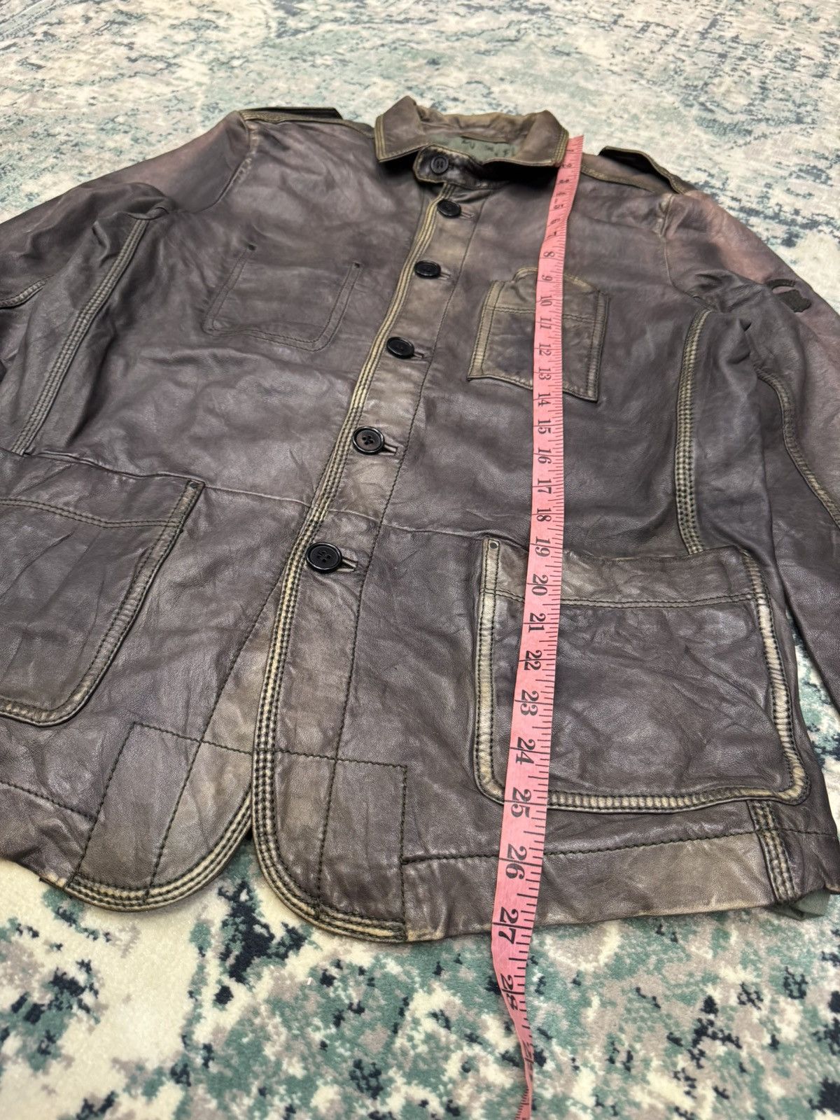 Diesel DIESEL DISTRESSED PATTEN LAMBSKIN BIKER LEATHER JACKET Size US M / EU 48-50 / 2 - 3 Thumbnail