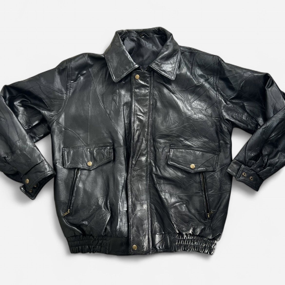 Vintage Vintage 90s Leather Patchwork Jacket – Men’s XL Size US XL / EU 56 / 4 - 1 Thumbnail