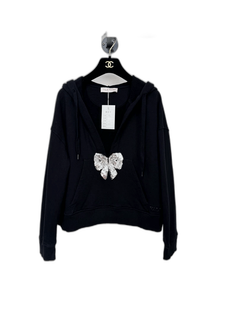 Valentino Valentino Black Hoodie with Butterfly Detail Size XS / US 0-2 / IT 36-38 - 1 Thumbnail