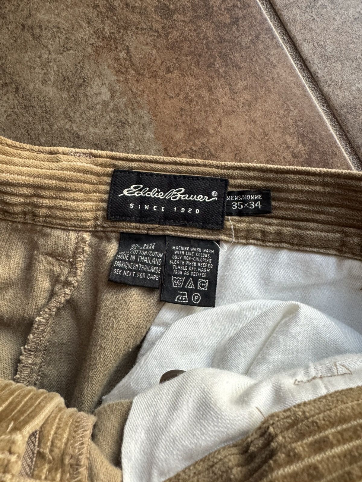 Eddie Bauer × Vintage Vintage 90’s Eddie Bauer Corduroy Pleated Cuffed Brown Pants Size US 34 / EU 50 - 4 Thumbnail