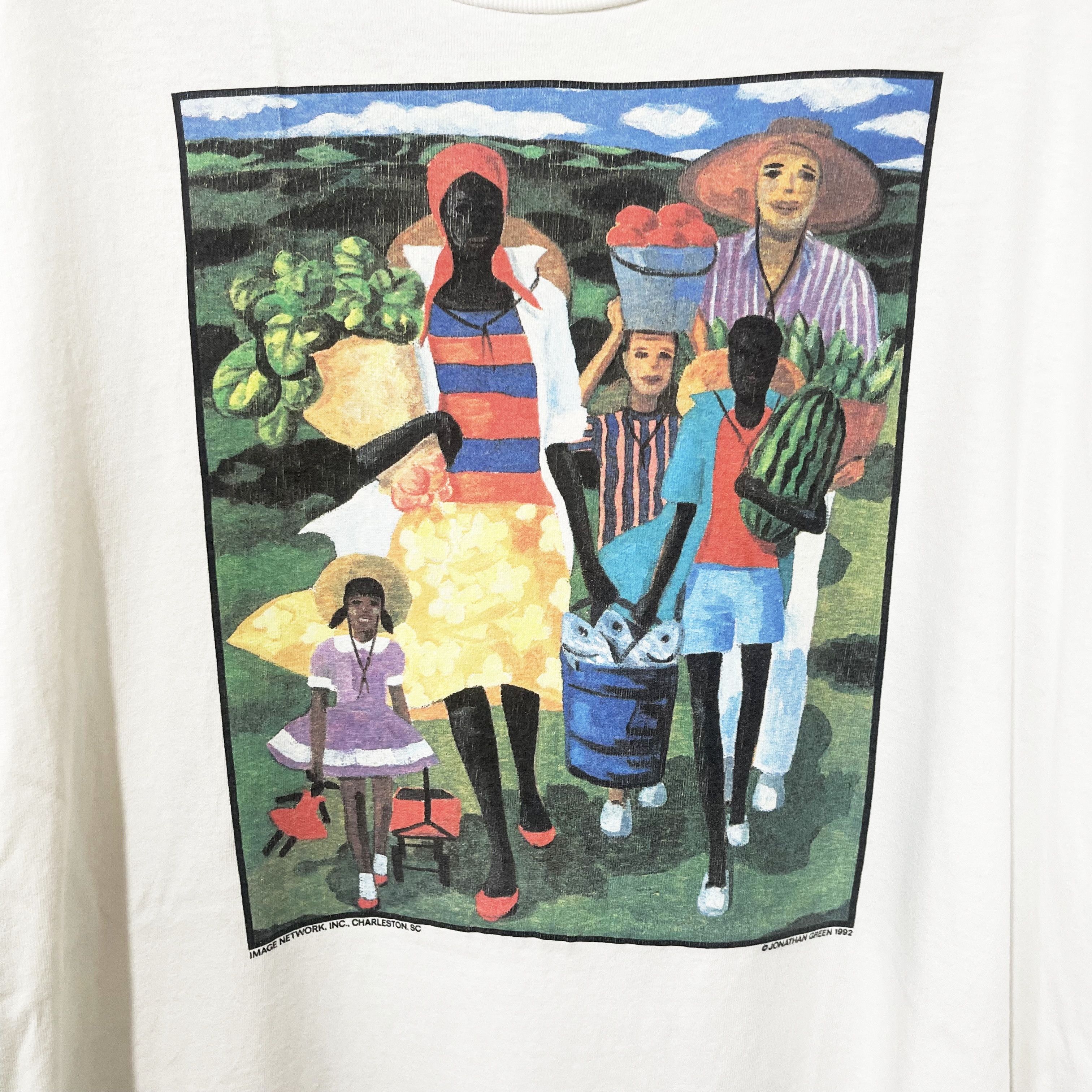 Vintage Vintage 1992 Jonathan Green “Family Gathering” Art T-Shirt Size US XL / EU 56 / 4 - 2 Thumbnail