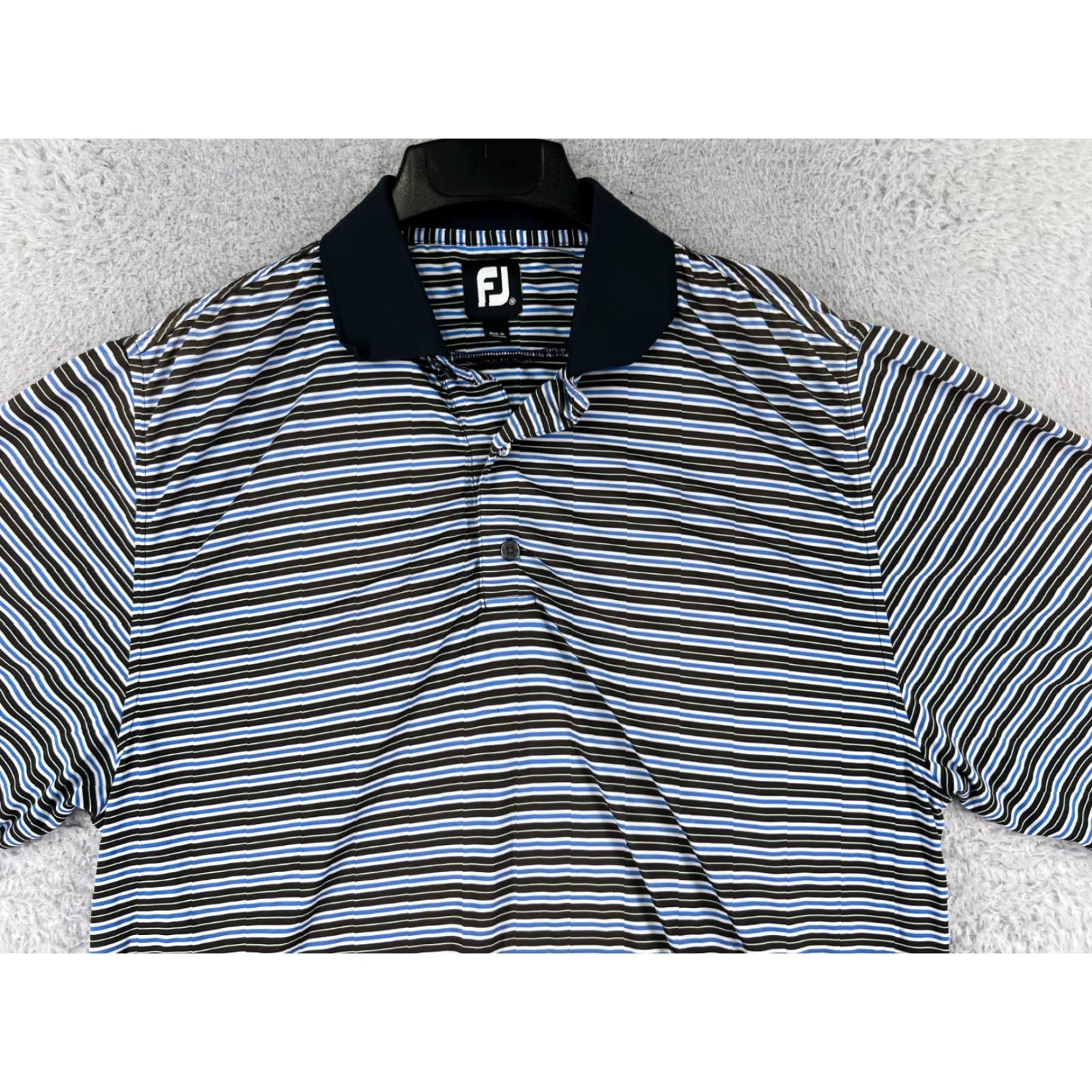 Footjoy FootJoy Polo Shirt Mens M Blue Stripe Polo Shirt Golf Golfers Polyester Blend Size US M / EU 48-50 / 2 - 7 Thumbnail