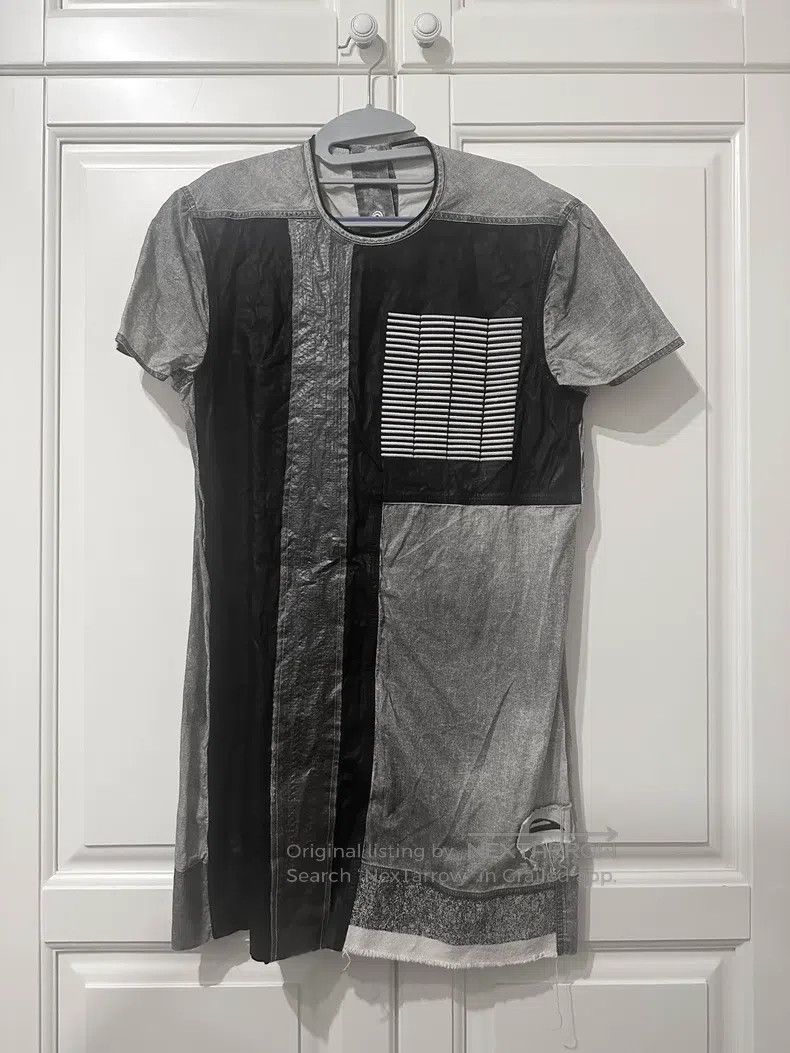 Rick Owens Cyclops grey sleeve multi-material patchwork sh